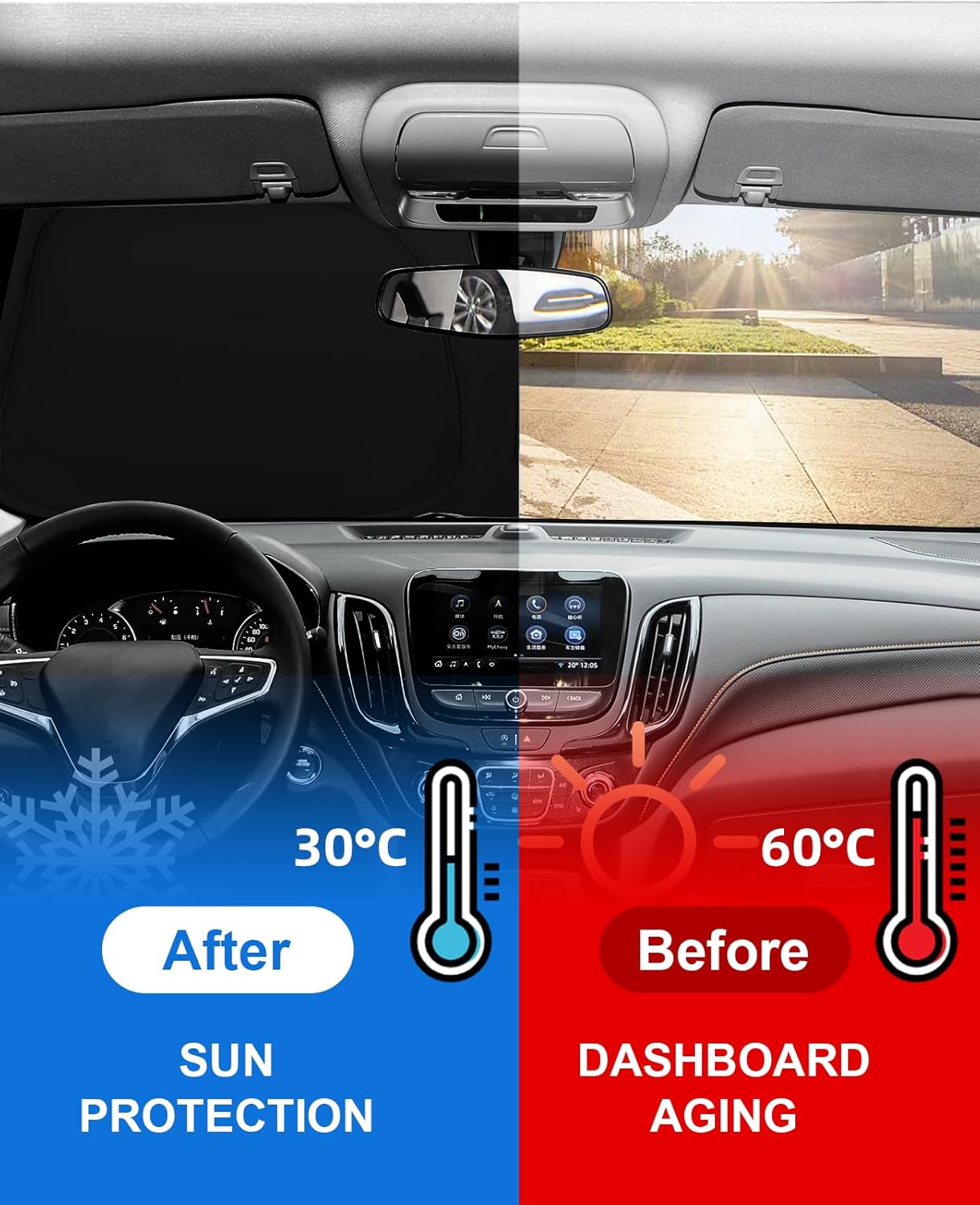 Custom Fit Tundra 2021 Windshield Sun Shade Window Sunshade for 2007-2020 Toyota Tundra Windshield Cover Limited SR5 Platinum TRD Pro Pickup Sun Visor UV Protector Heat Shield Truck Car Accessories