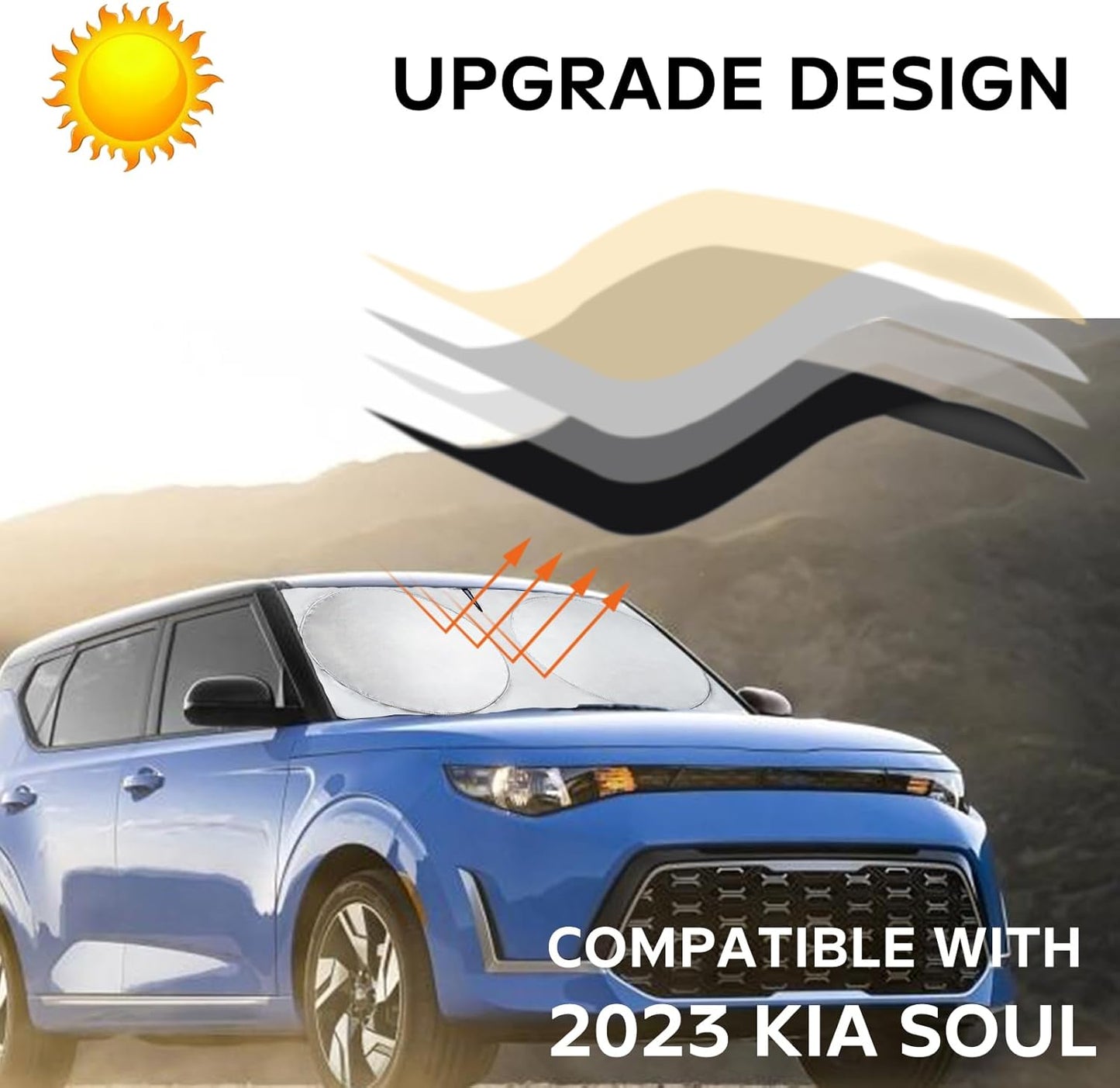 INSAUTO for Soul Windshield Sun Shade Window Sunshade Custom-fit 2020-2026 Kia Soul Wagon Windshield Cover Foldable Sun Visor Thicken 4-Layer Reflective Protector Block UV Rays Car Accessories