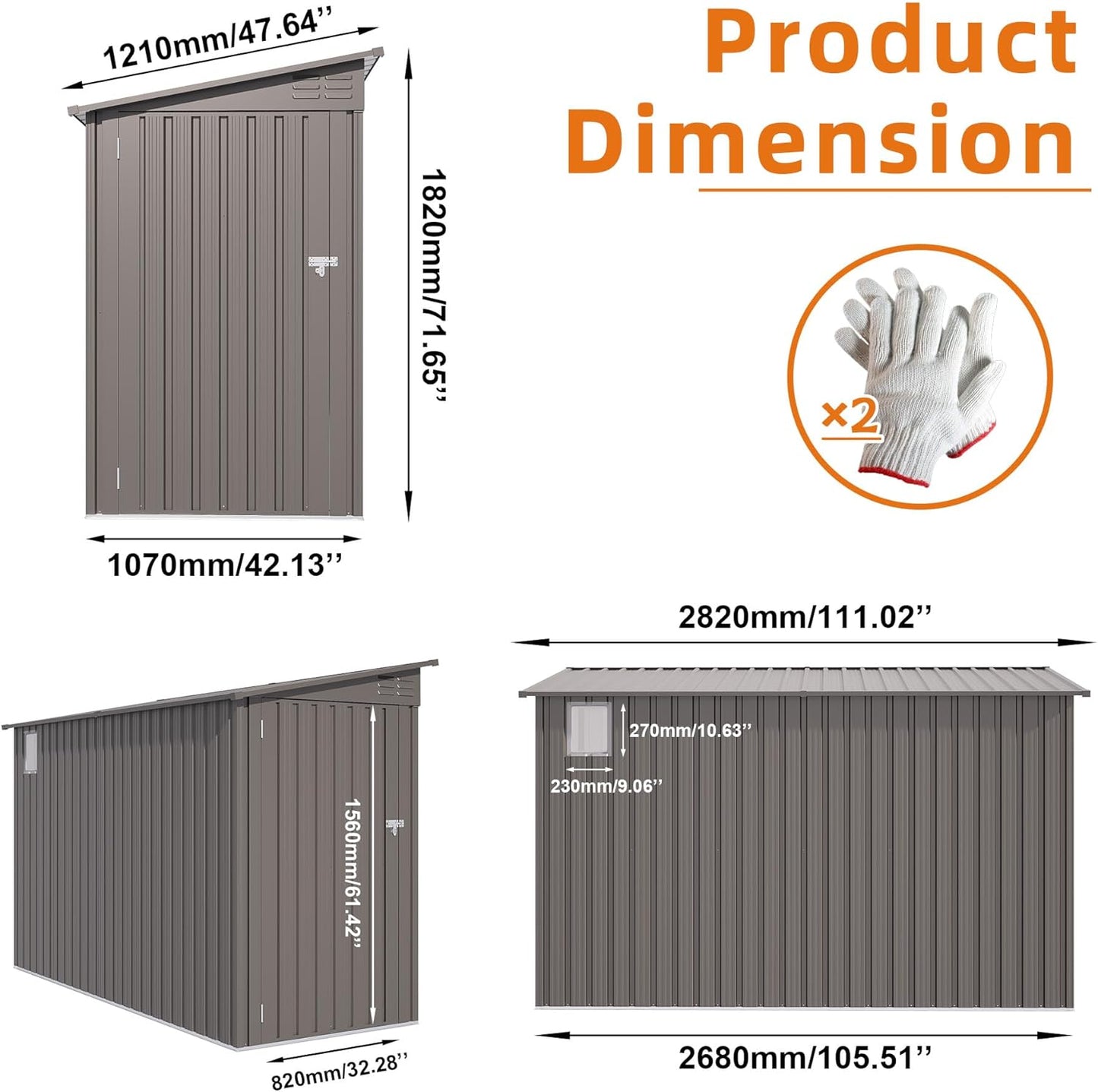 4x9 FT Outdoor Metal Storage Shed with Sloping Roof, 2 Vents and 1 Side Door, Weather-Resistant Galvanized Steel Garden Tool House for Backyard, Patio, Lawn, Garage