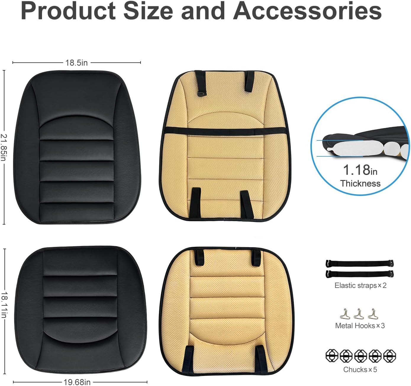 Car Seat Cushion Chair Cushions Set with Back Support,1.2in Memory Foam Pressure Relief Non-Slip Design Truck Seat Cushion for Driving, Ergonomic Chair Seat Pad for Office Gaming Wheelchair