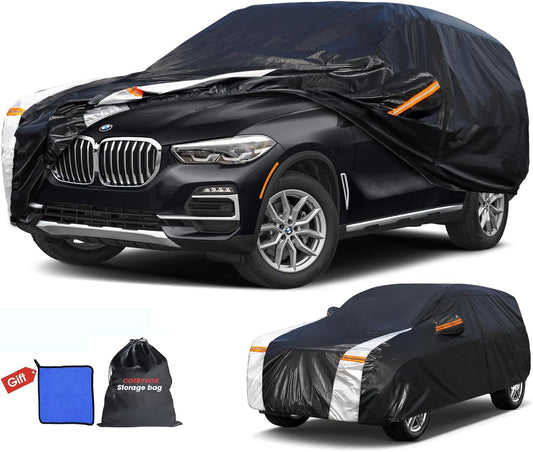 BMW X5 Car Cover 100% Waterproof All Weather, Gift with Towel, 10 Layers SUV Car Cover Custom Fit 2007-2025 BMW X5/X5M, Full Exterior Car Covers Rain Sun UV Protection with Door Zipper.