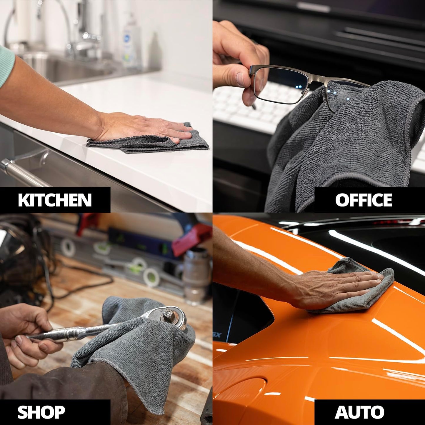 CERAKOTE Microfiber Towels (12 Pack) - Cleaning and Application Towels Durable Microfiber Material - 300 GSM Lint-Free Towel - Ideal for Car, Home, Shop and Office Cleaning