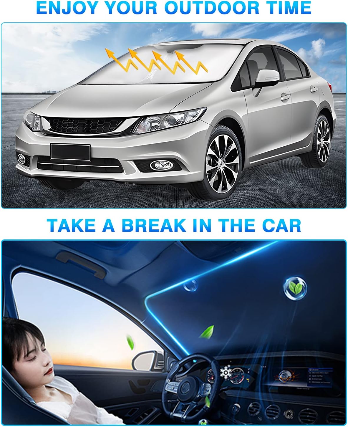 KUST Windshield Sun Shade for 2019-2024 2025 Audi A7 Accessories Window Shade Sun Visor Cover Foldable Blocks UV Rays Keep Your Car Cooler