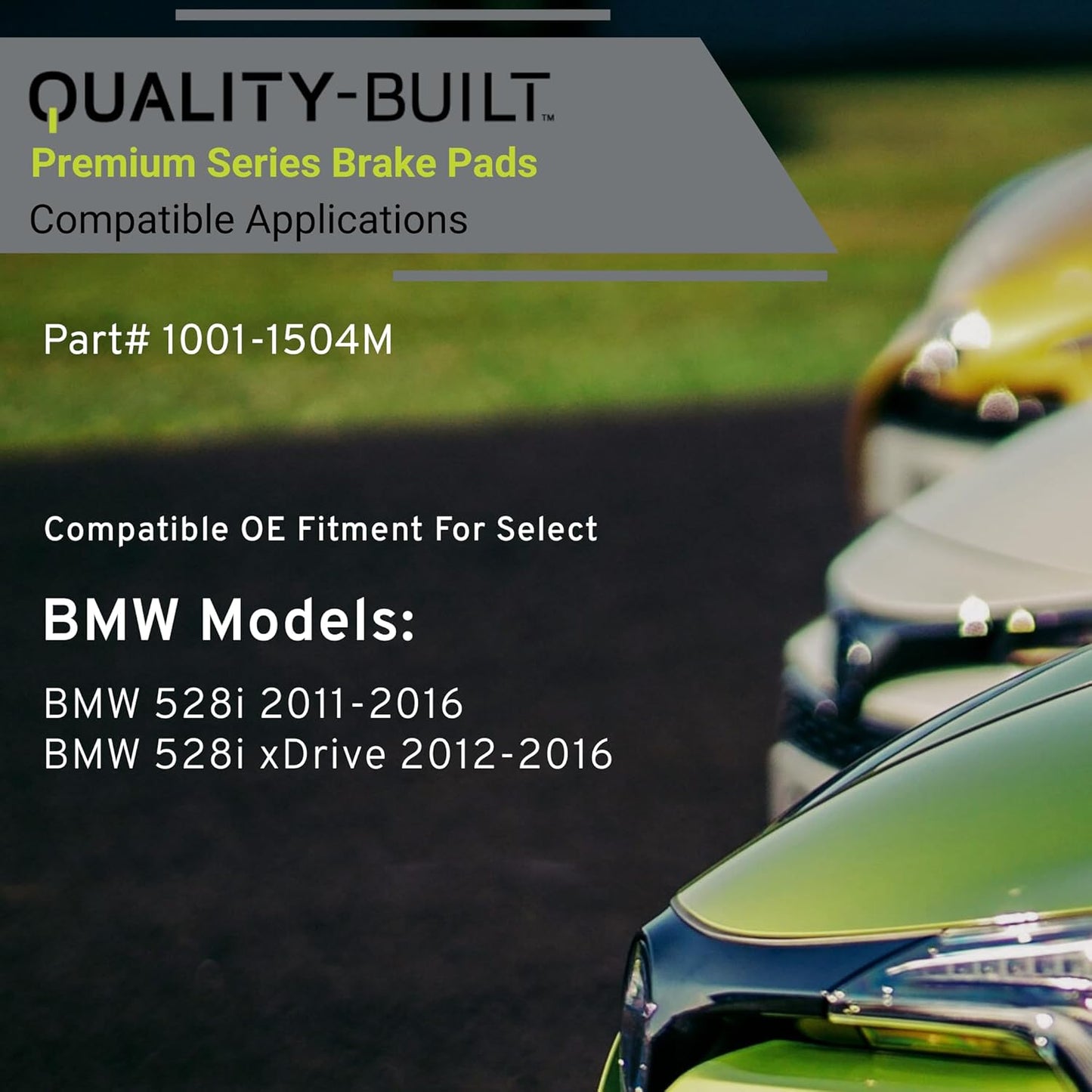 Premium Semi-Metallic Front Brake Pads (1001-1504M) Compatible with BMW 528i 2011-2016, BMW 528i xDrive 2012-2016