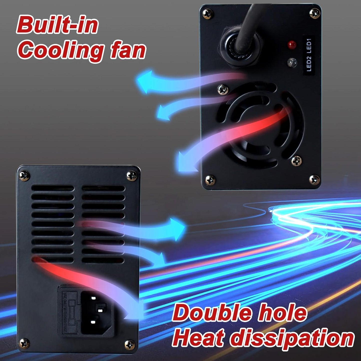 48V 10AMP Golf Cart Battery Charger for 48 Volt G29 Drive & Drive 2 Golf Carts Lead-Acid Battery Smart Charger with 3-Pin Leaf Plug