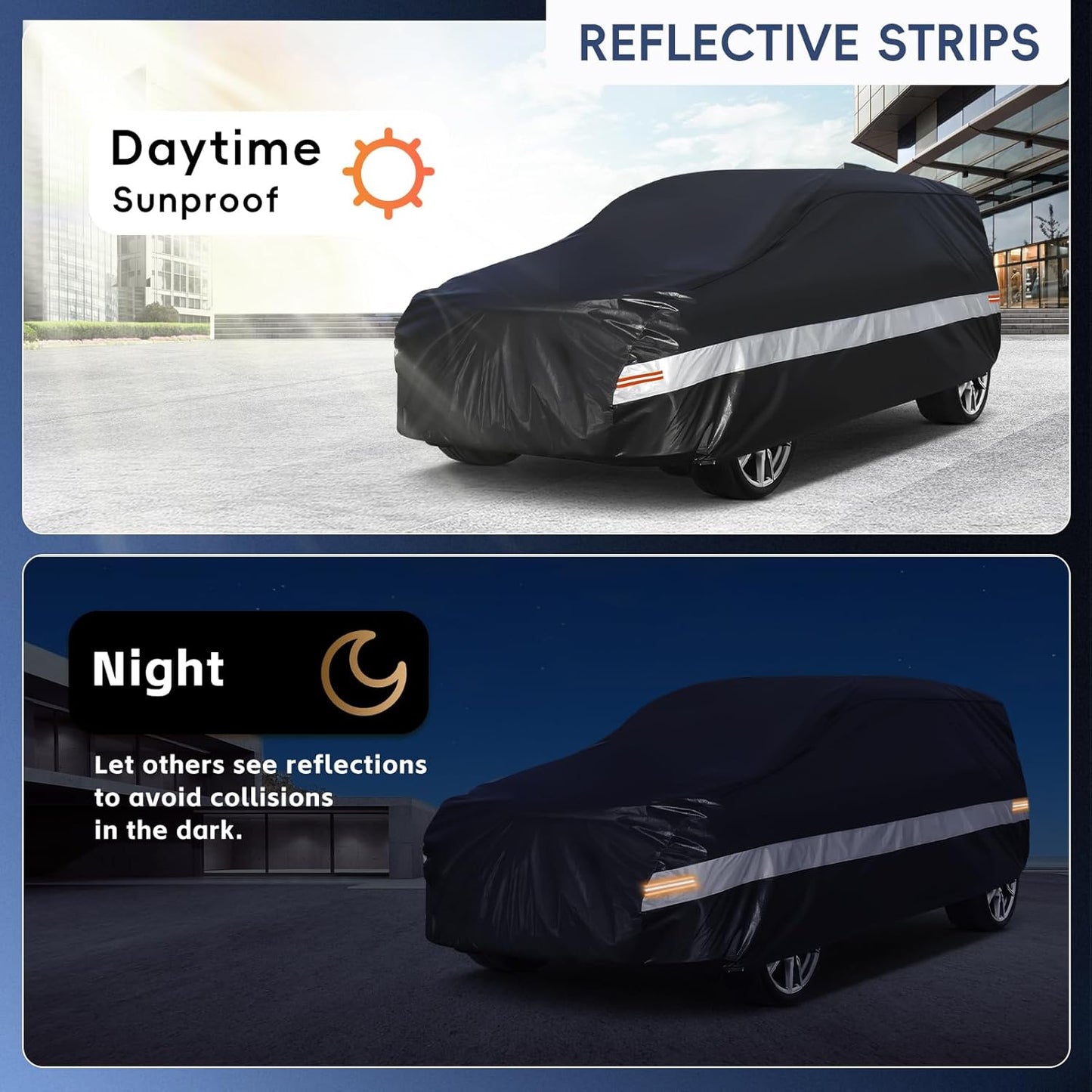 10 Layers SUV Car Cover Custom Fit for GMC Yukon XL (2000-2024) Waterproof All Weather for Automobiles, Outdoor Full Cover Sun UV Rain Protection with Cotton.Black