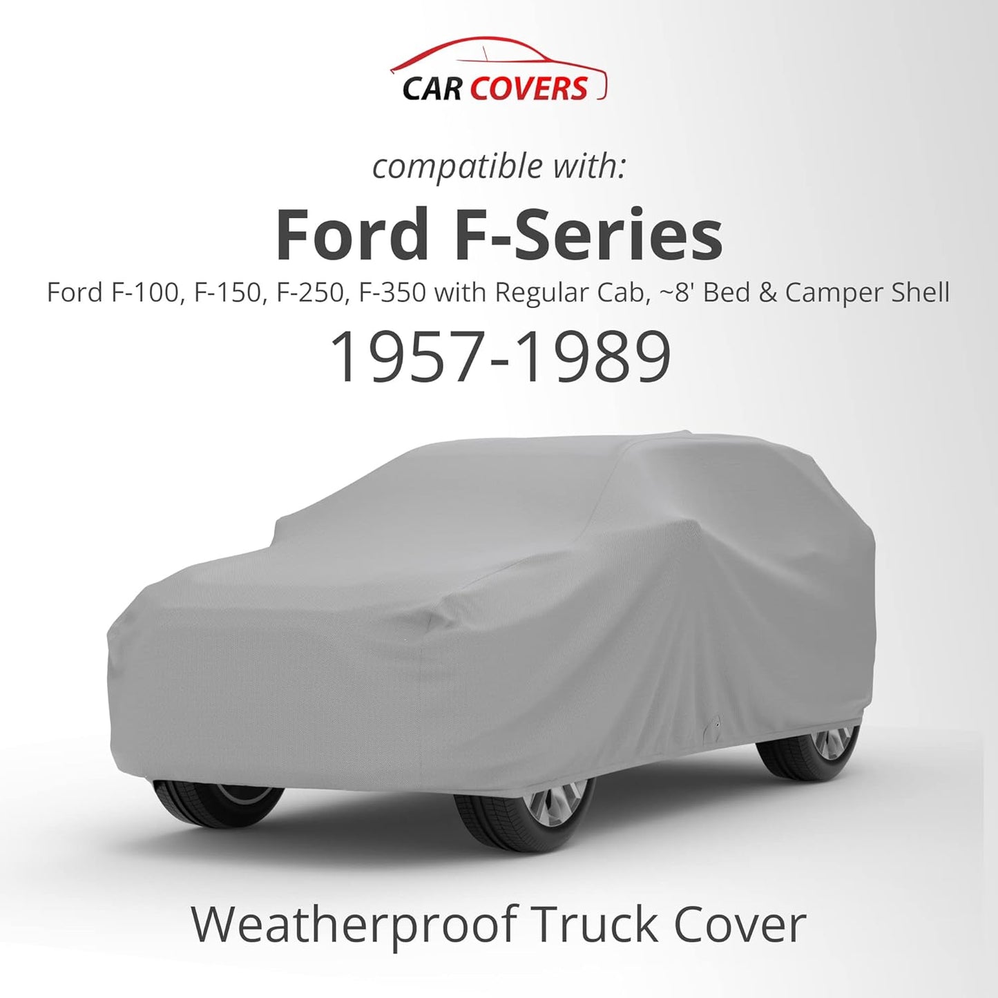 Car Covers Weatherproof Max Truck Cover & Warranty Compatible with Ford 1957-1983 F-100 Regular Cab, 8 with Camper Shell– Outdoor Cover, Prevents Theft with Cable Lock