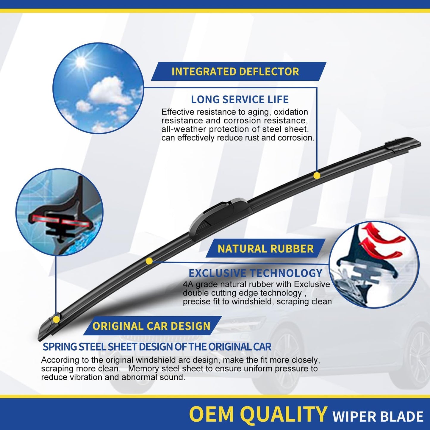 3 wipers Replacement for 2009 2010 2011 2012 2013 2014 2015 Honda Pilot Windshield Wiper Blades Original Equipment Replacement - 22"+21"+14" (Set of 3) U/J HOOK