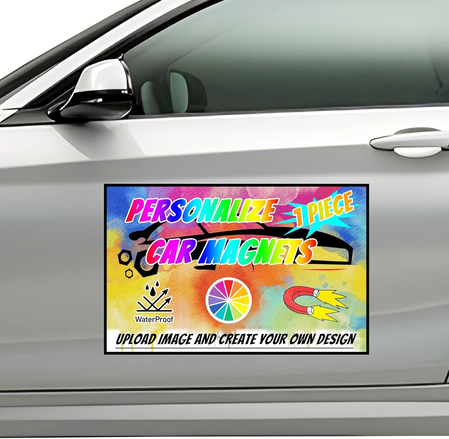Custom Magnet Car Stickers, Personalised car Magnetic Signs for Business, Car Magnet with Text/Logo/Image,No Melting No Blow Off Easy to Move