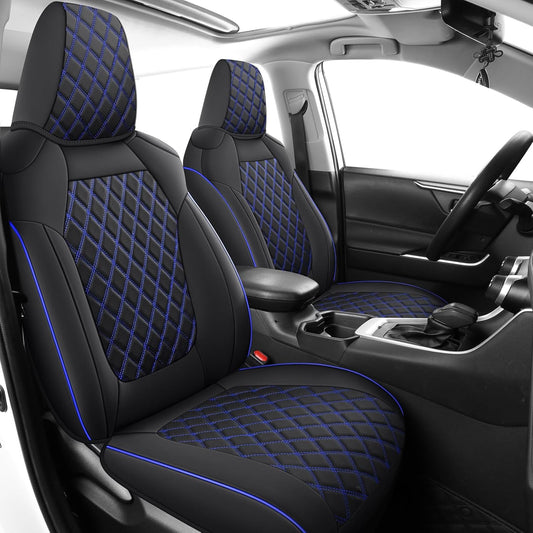 MIROZO Rav4 Seat Covers Full Set,Faux Leather Car Seat Covers Compatible with 2019-2025 Toyota RAV4 Hybrid LE XLE Limited Seat Cover RAV4 Hybrid(Black and Blue,Non XSE&2022-2025 SE Hybrid)