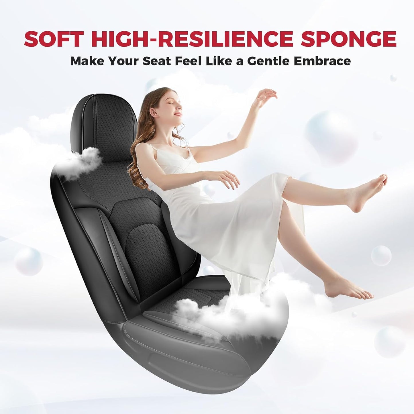 FREESOO Car Seat Covers Full Set,Waterproof Automotive Seat Covers, Leather Cars Interior Covers, Seats Protection Universal fit Babies & Adult (Black)