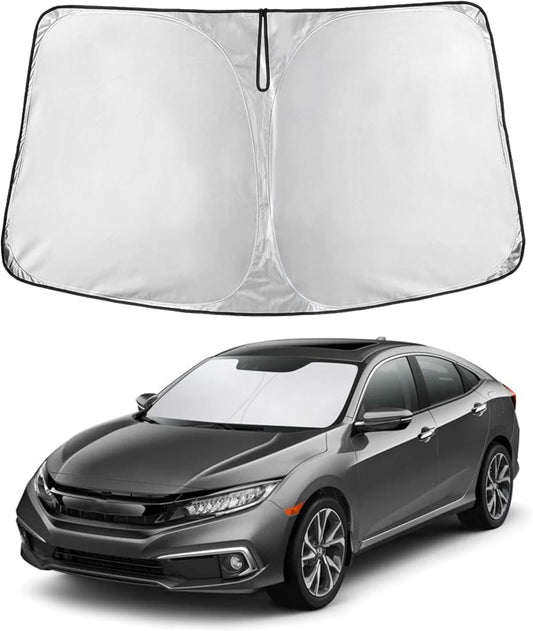 Honda Civic 2016-2021 Car Windshield Sunshade - EcoNour 240T Polyester Material Car Sun Visor - Reflector Blocks UV Rays - Foldable Sunshade Interior Protection Accessories