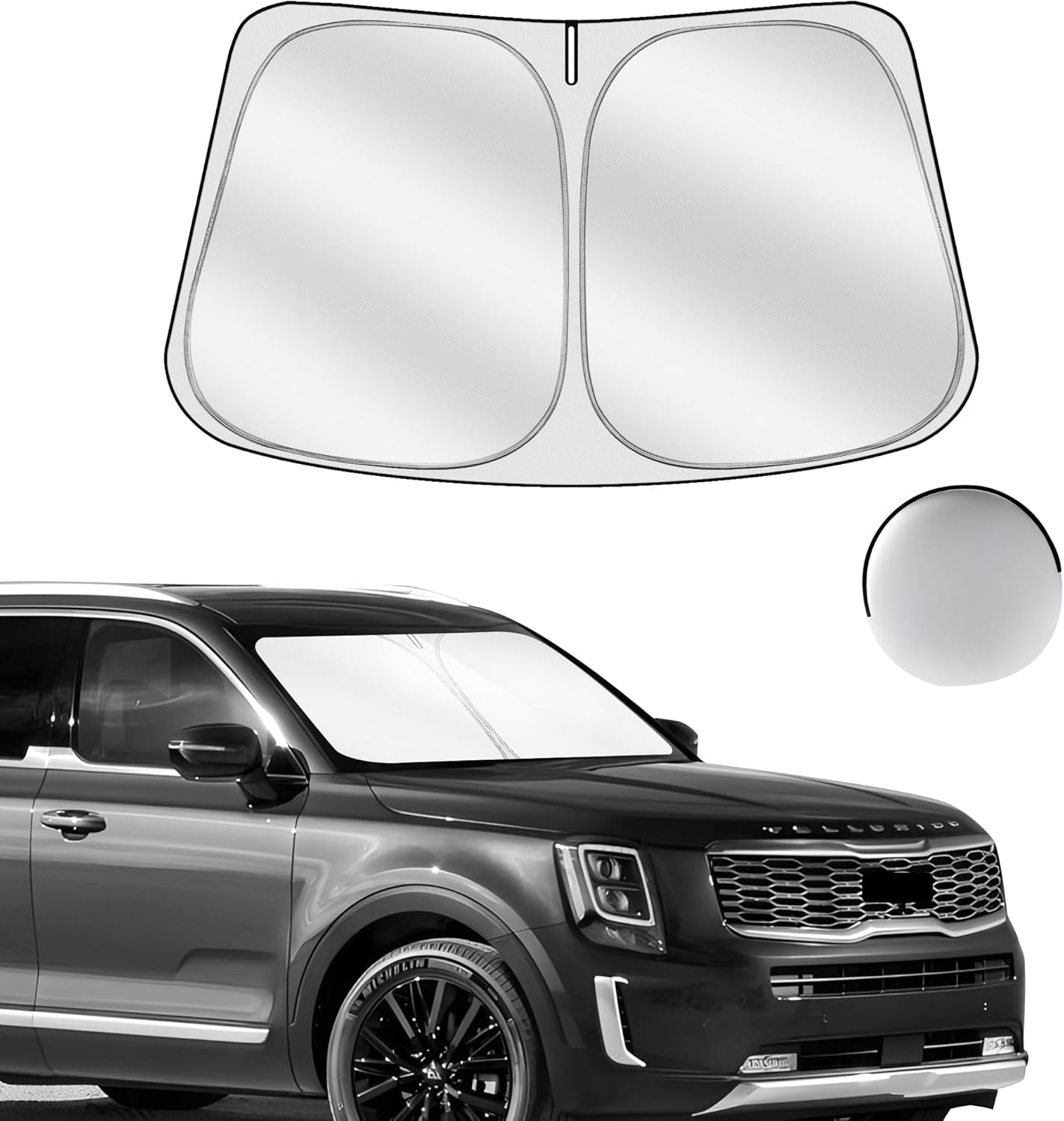 Windshield Sun Shade for Kia Telluride 2020-2025 Foldable Sunshade Custom Fit Front Window Car Interior Accessories Protector Blocks UV Rays