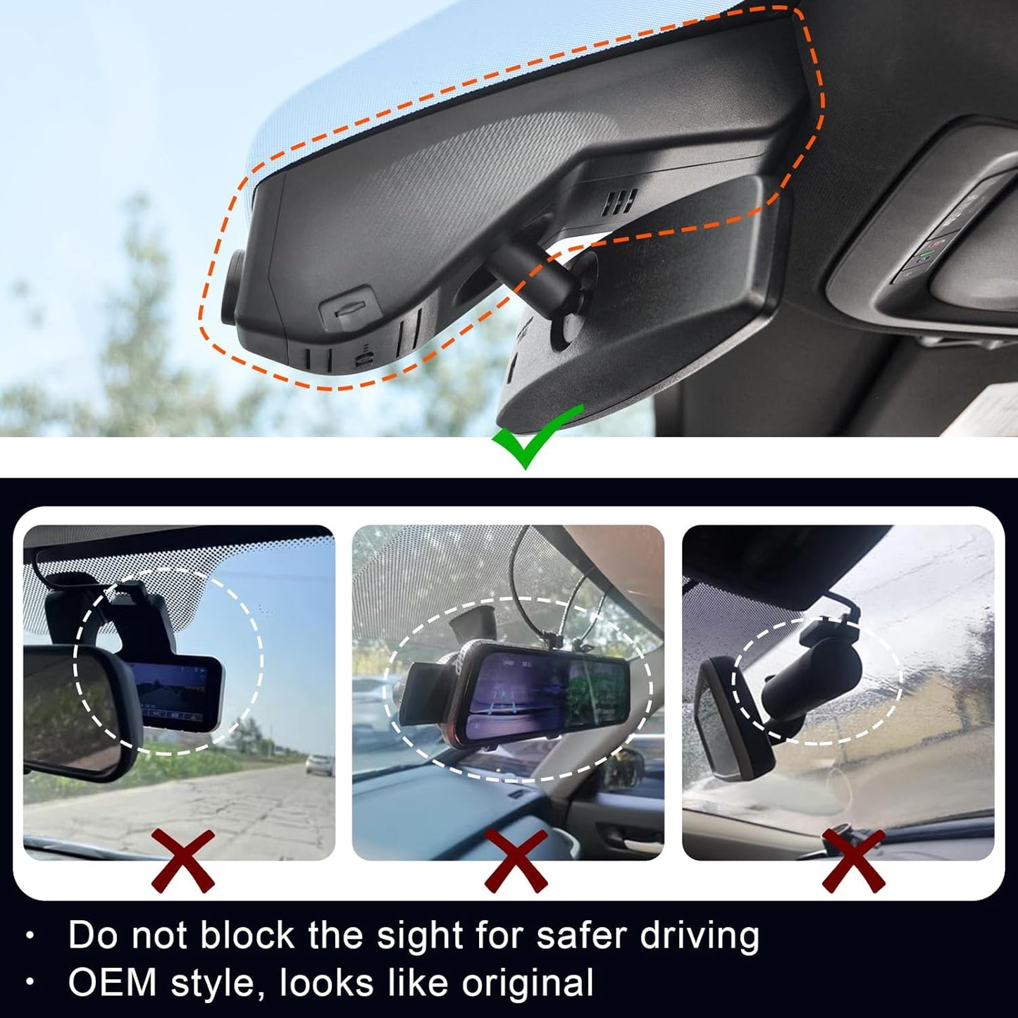 4K Dash Cam Custom fit for GMC Yukon, Yukon XL 2021-2022 (Model B), SLE SLT AT4 Denali, Integrated OEM Look, UHD 2160P Video, WiFi & App, G-Sensor, Loop Recording, Easy to Install, 128GB Card