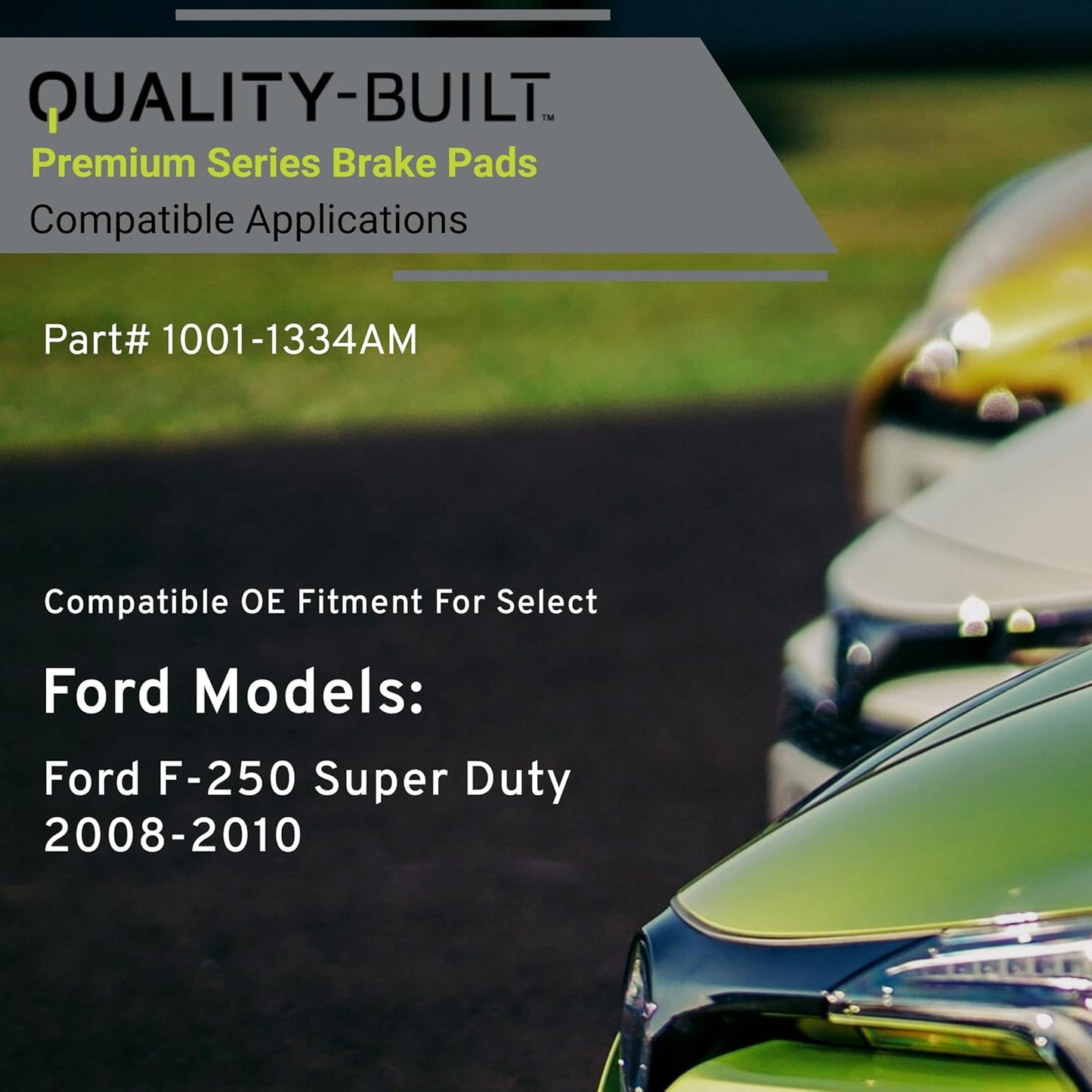 Premium Semi-Metallic Rear Brake Pads (1001-1334AM) Compatible with Ford F-250 Super Duty 2008-2010