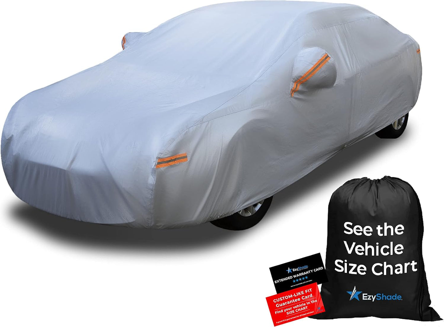 EzyShade 10-Layer Car Cover Waterproof All Weather. See Vehicle Size-Chart for Accurate Fit. Outdoor Full Exterior Covers for Automobiles Sedan Hatch SUV Rain Sun Protection. Size A6 (See SizeChart)