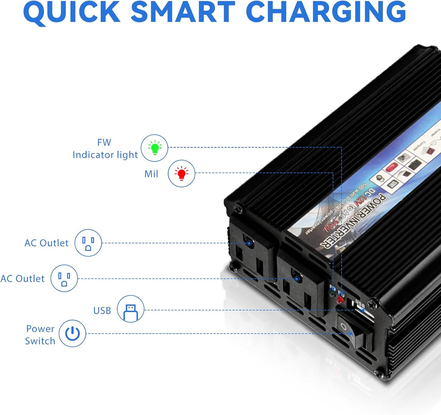 Power Inverter 500W Car Power Inverters,12 Volt Inverter Car Cigarette Inverter,12V DC to 110V AC Car Plug Adapter Outlet Converter for Laptop Vehicles Camping Road Trip Essentials Adults