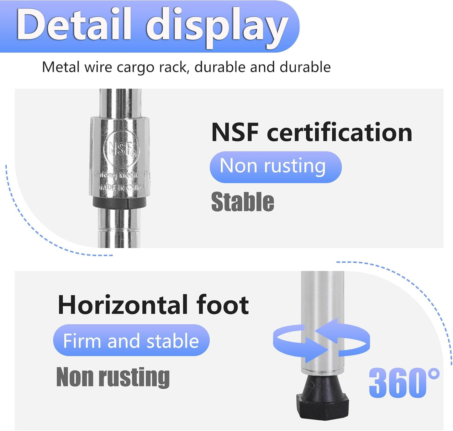 BestOffice Metal Garage Shelving 6 Tiers Garage Storage Shelves Heavy Duty 17”D x 12”W x 64”H Easy Assemble Wire Shelving NSF Certified Storage Shelves with Levling Feet for Home Garage Office, Chrome