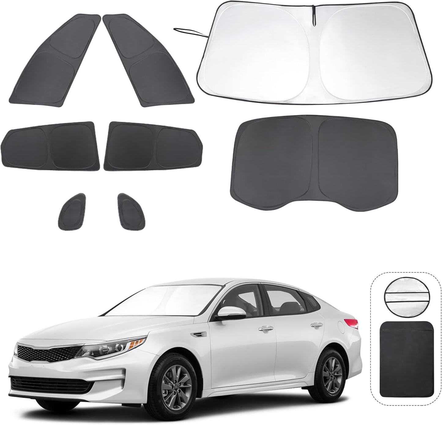 TINGLU Window Shades for Kia Optima 2016 2017 2018 2019 2020 (Not for 2021 KIA K5) Accessories Car Side Full Windows Windshield Sun Shade Sun UV Rays Privacy Protection for Camping 8PCS