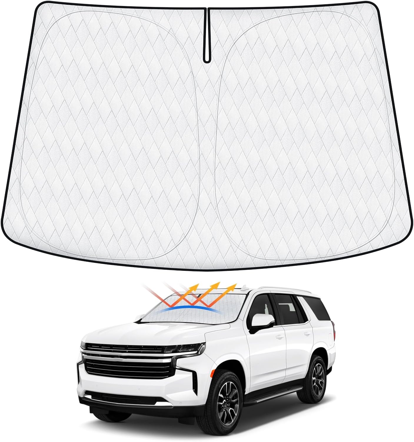 Cartist 5-Layer Windshield Sun Shade Custom Fit for Chevrolet Tahoe 2021 2022 2023 2024 Accessories Foldable Car Front Window Sunshade Sun Visor Protector