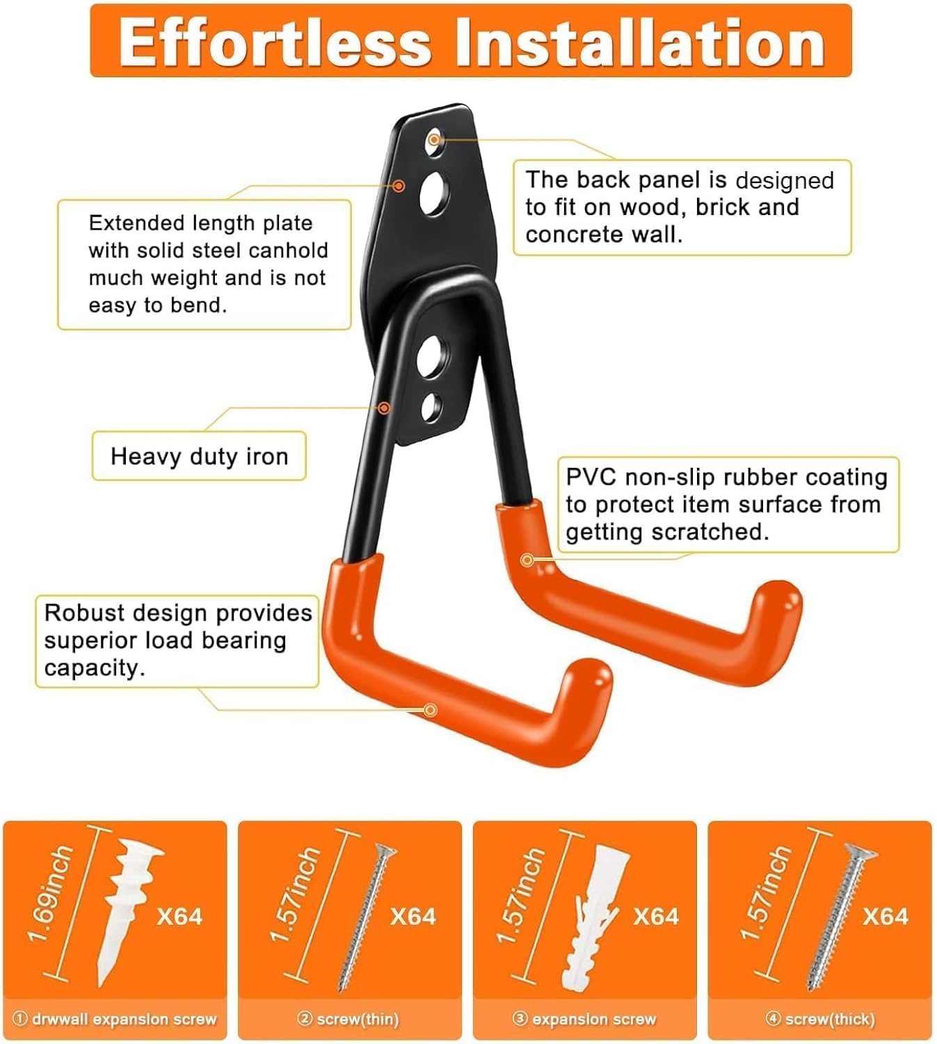 32 Pack Garage Hooks garage organization Steel Heavy Duty Garage Storage Hooks Utility Steel Wall Mount Garage Hanger &Organizer for Bikes,Garden Tools, Ladders, Bulk Items Ropes and More Equipment