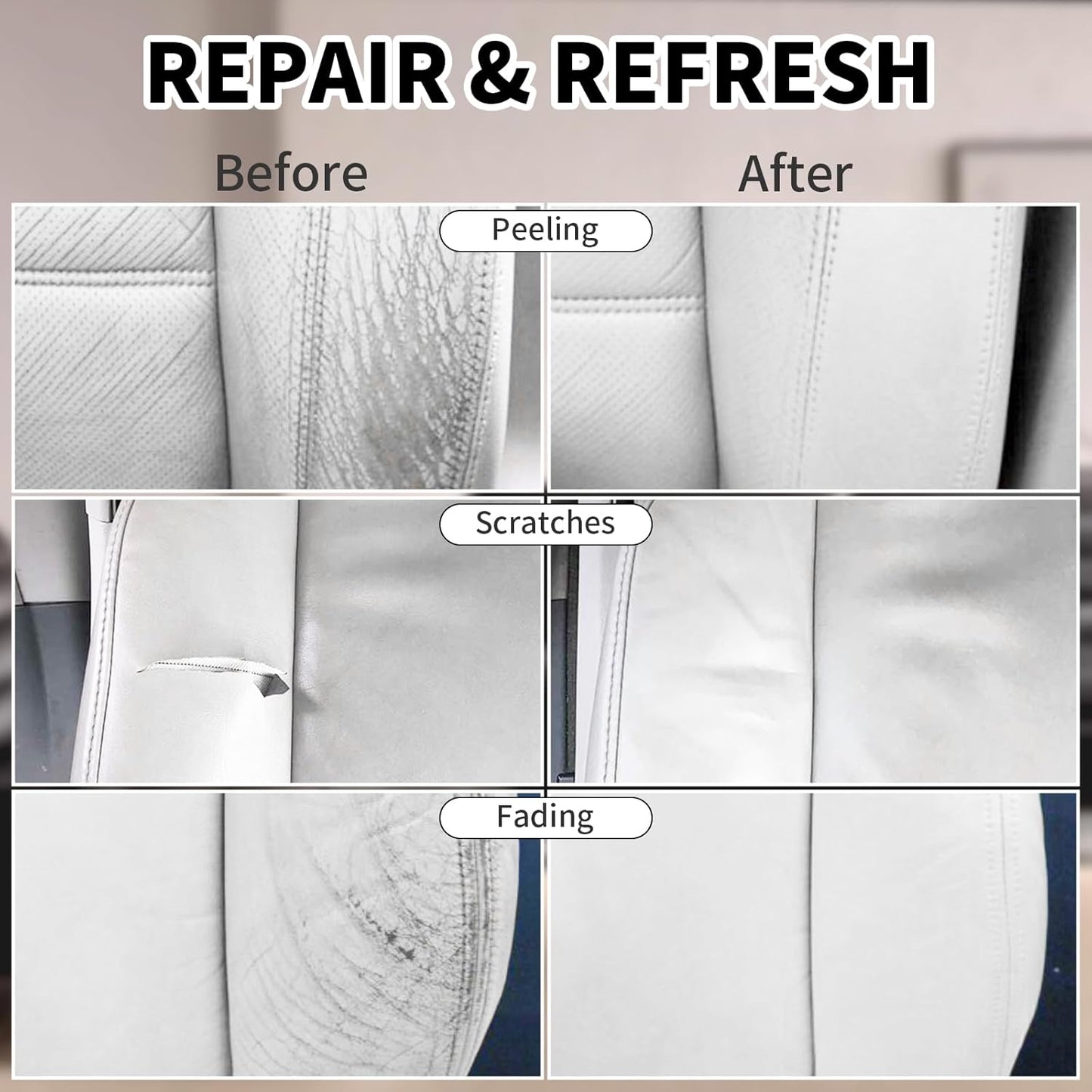 8.5oz Leather Recoloring Balm with 100ml Mink Oil,White Leather Repair kit for Furniture and Car Interior,Leather Couch Scratch Repair,Leather Dye Paint,Mink Oil for Leather