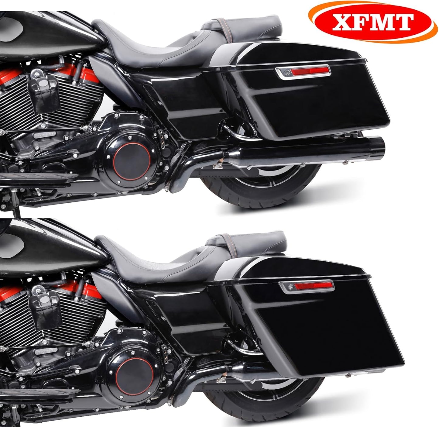 XFMT Motorcycle Hard Saddlebags Vivid Black Saddle Bags Trunk W/Latches For Harley Touring Road King Street Glide Road Glide Electra Glide Ultra Classic 2014-2024