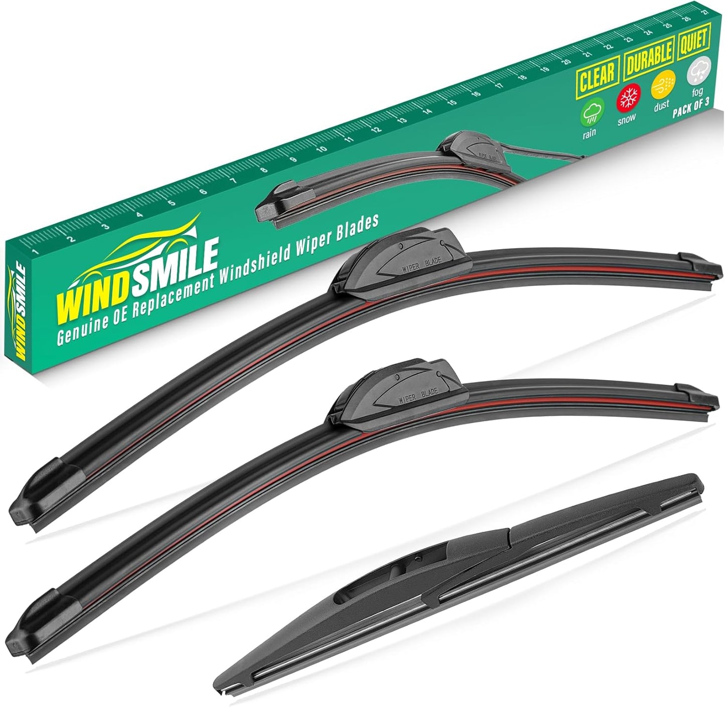24" 21" 10" Windshield Wiper Blades Replacement for Mitsubishi Outlander Sport 2011-2024 Premium All Weather Front Rear Wipers Set - OEM Quality (Pack of 3)
