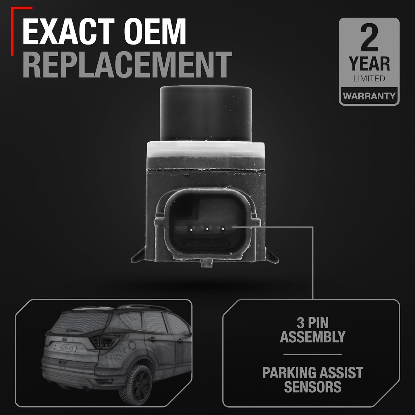 T1A Car Parking Sensors, 4 Pieces - Compatible with 2017-2019 Ford Escape - Front or Rear Bumper Parking Aid Sensor, Backup Reverse Parking Assist Kit - OEM EM2Z15K859C, 684-106, FO1078101