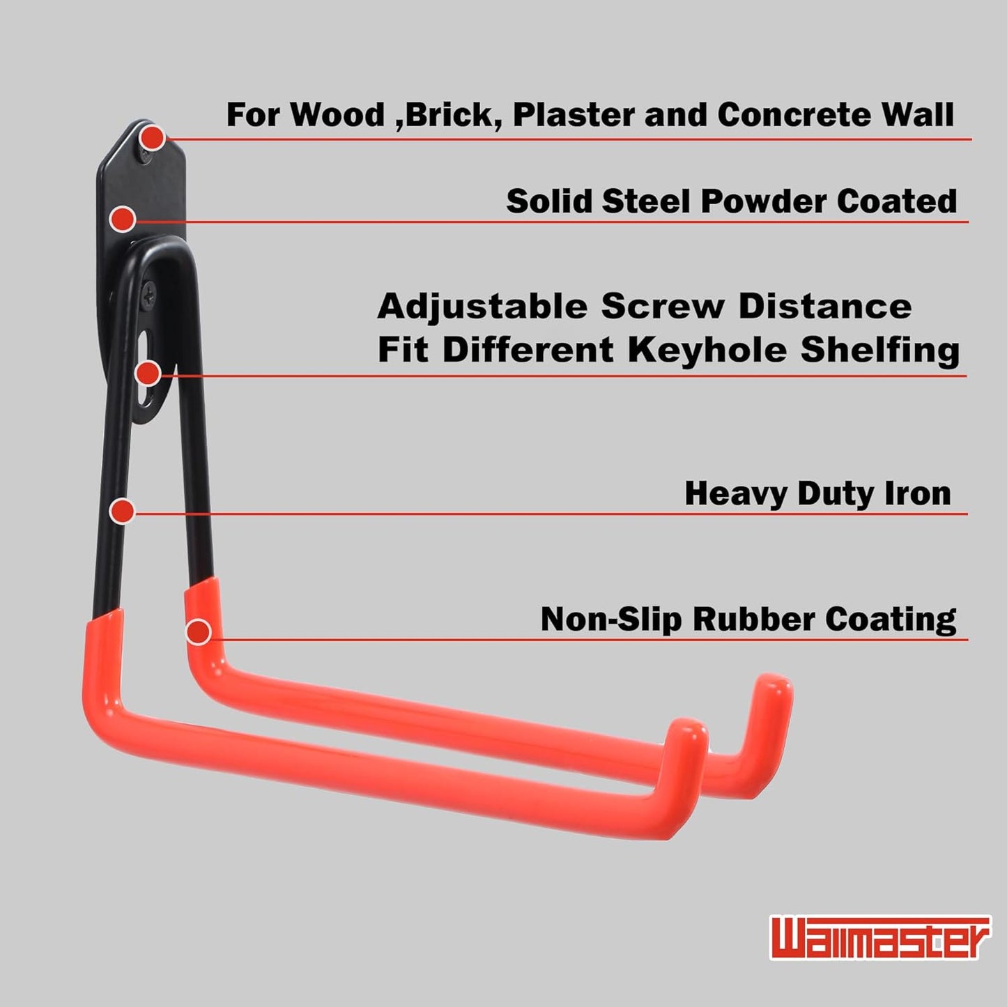 Wallmaster Garage Hooks Organizer Kit,12 Pack Adjustable Heavy Duty Shelving Hook,Wall Mount Utility Steel Garage Organization, for Organizing Garden Tools