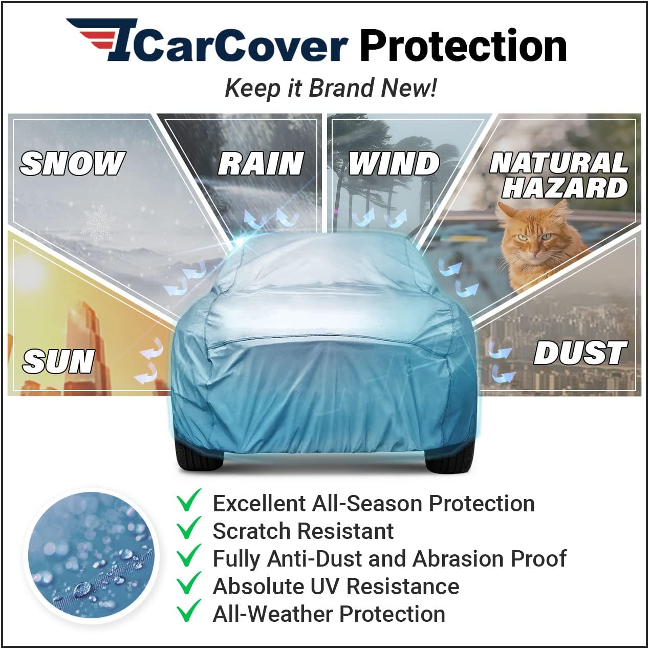 iCarCover Premium Car Cover for 1946-1953 Buick Roadmaster Heavy Duty Waterproof All-Weather Automobiles Custom Fit Indoor Outdoor UV Snow Protection Covers with Straps and Bag