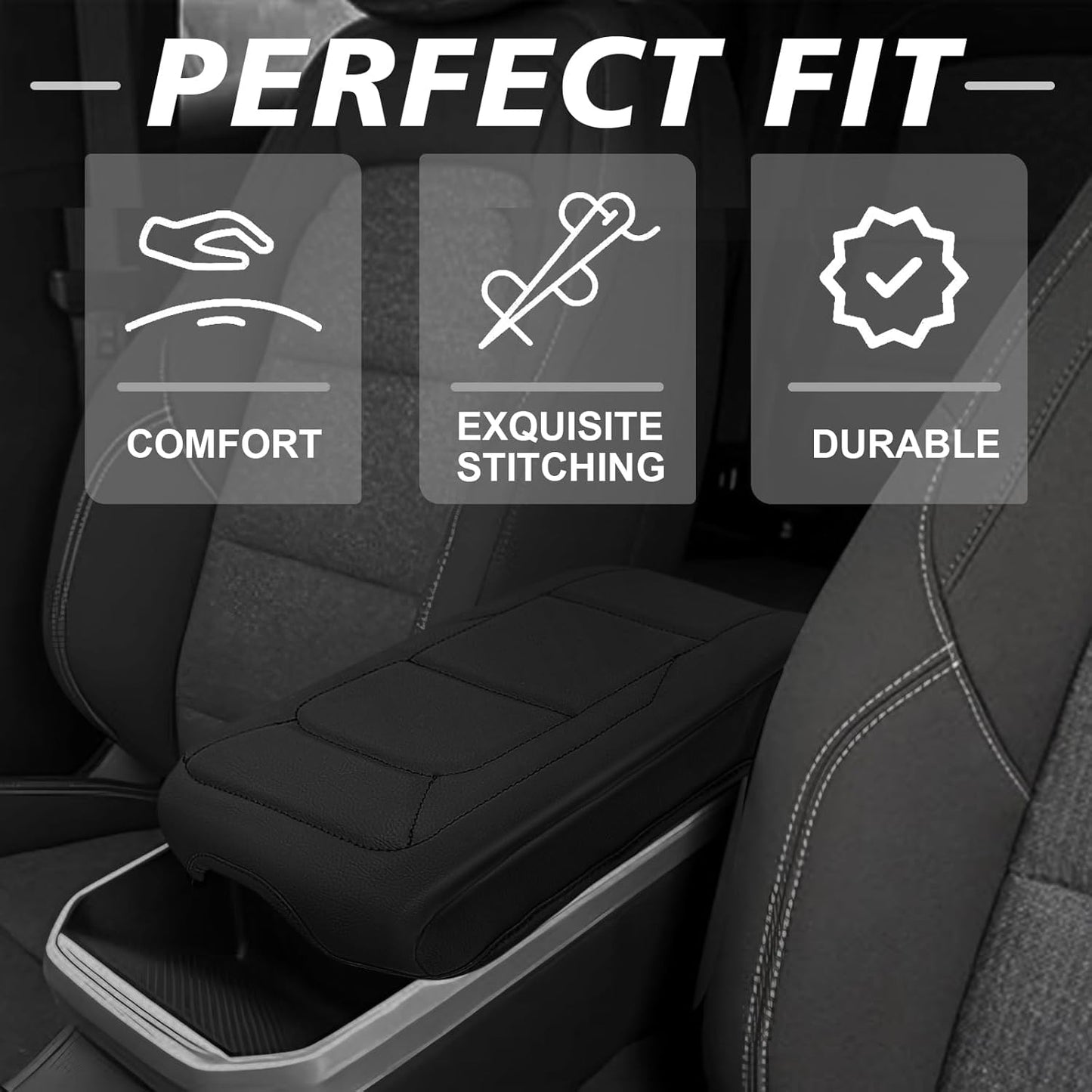 Muslogy Center Console Armrest Cover Compatible with GMC Terrain 2025 2026 Comfort Armrest Pad Arm Rest Cushion Vegan Leather Protector Regular Thick