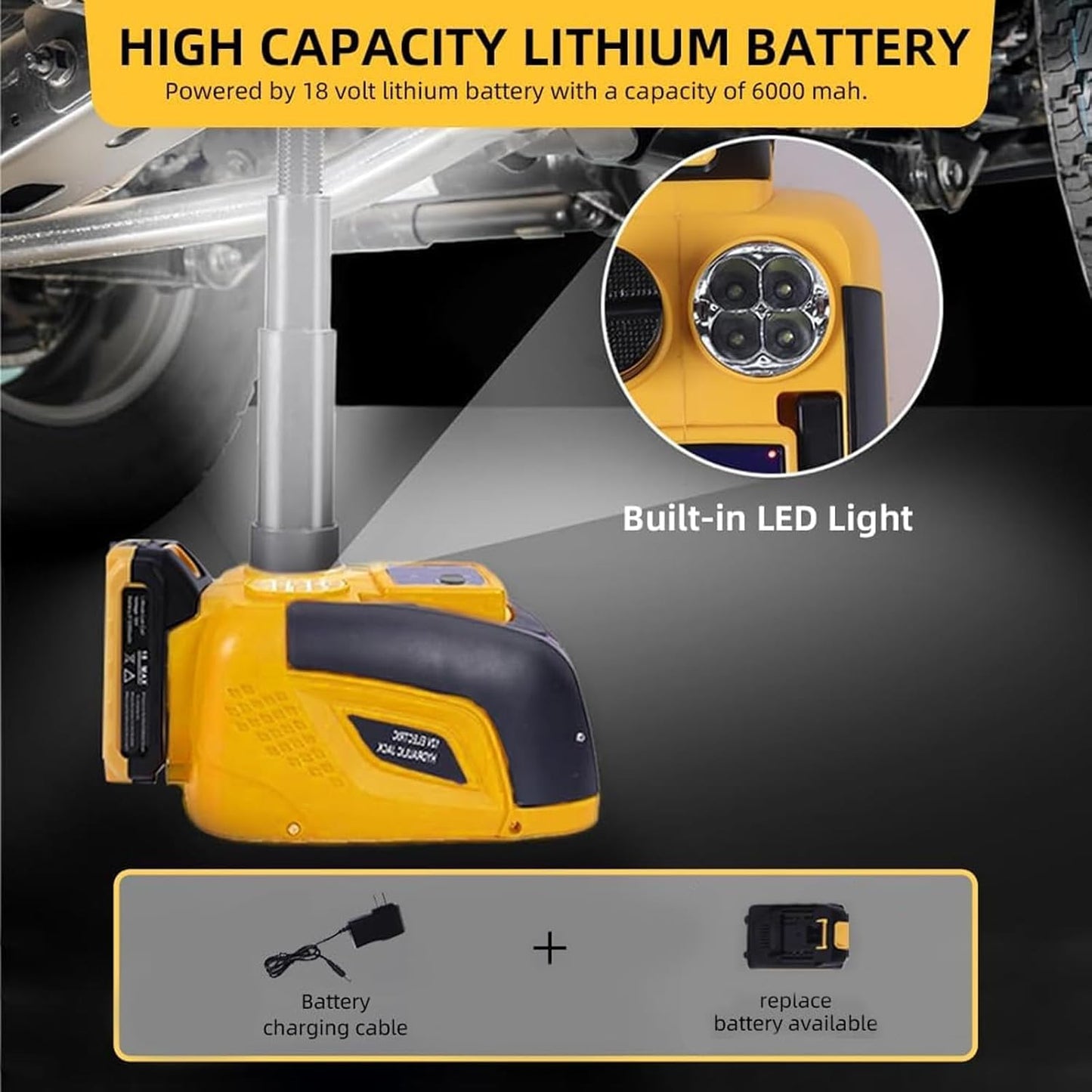 STANDTALL Electric Car Jack Hydraulic Cordless Remote Control 5 Ton 18V Automatic Small Portable Tire Change Kit Emergency Repair Tire Tools for SUV Sedans Vehicle MPV