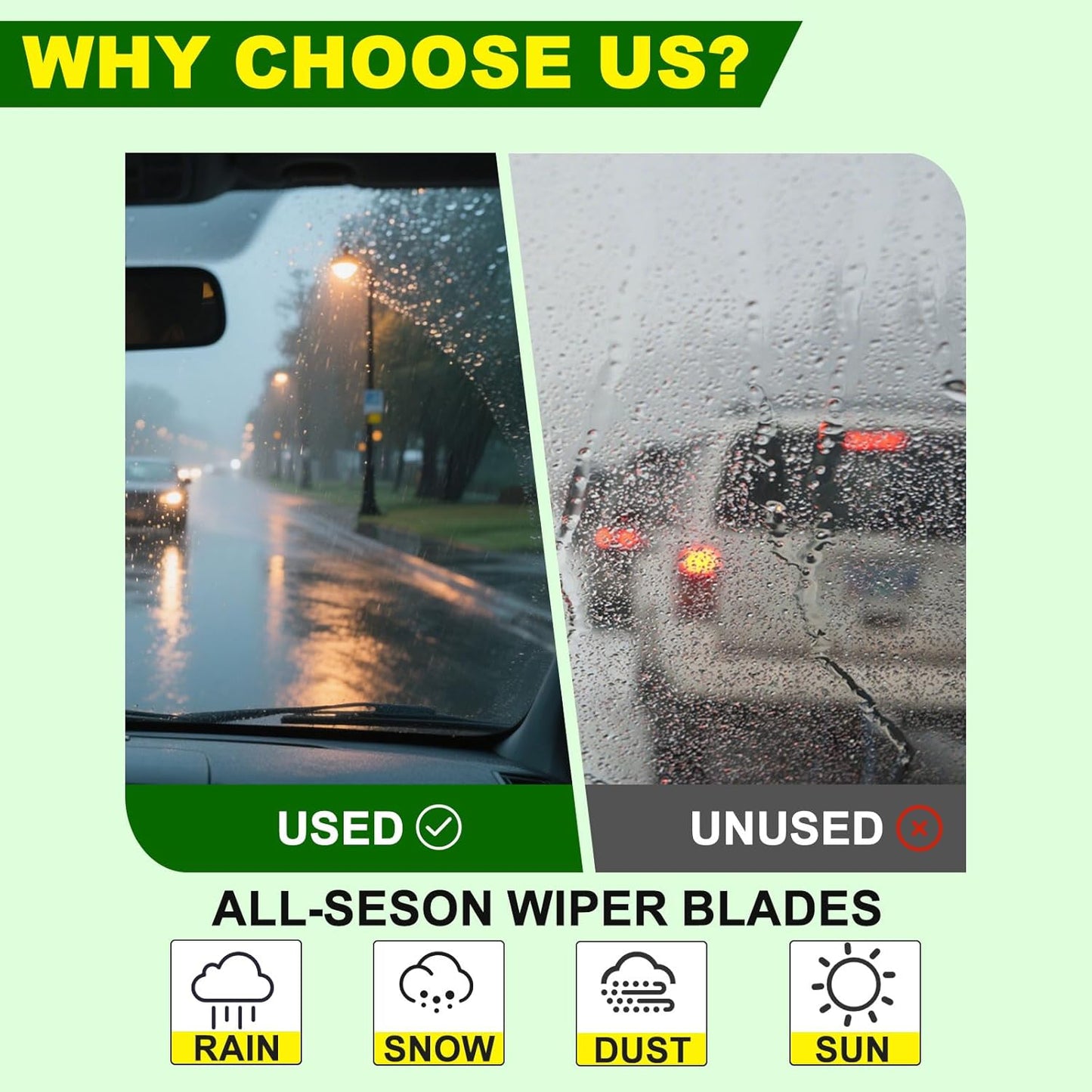 QUALITY 26in + 18in Premium All-Season Windshield Wiper Blades for Original Equipment Replacement(Set of 2)
