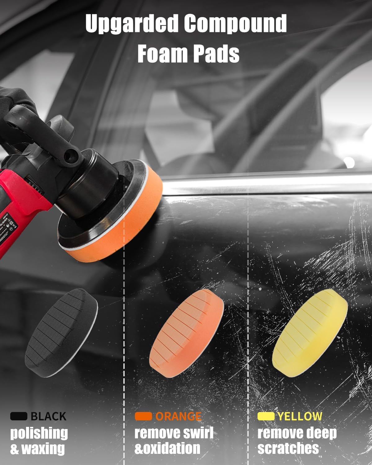 AVID POWER Buffer Polisher, 6-inch Dual Action/DA Polisher for Car Detailing, Random Orbital Car Buffer Polisher Waxer Kit with Variable Speed & 3 Polishing Pads