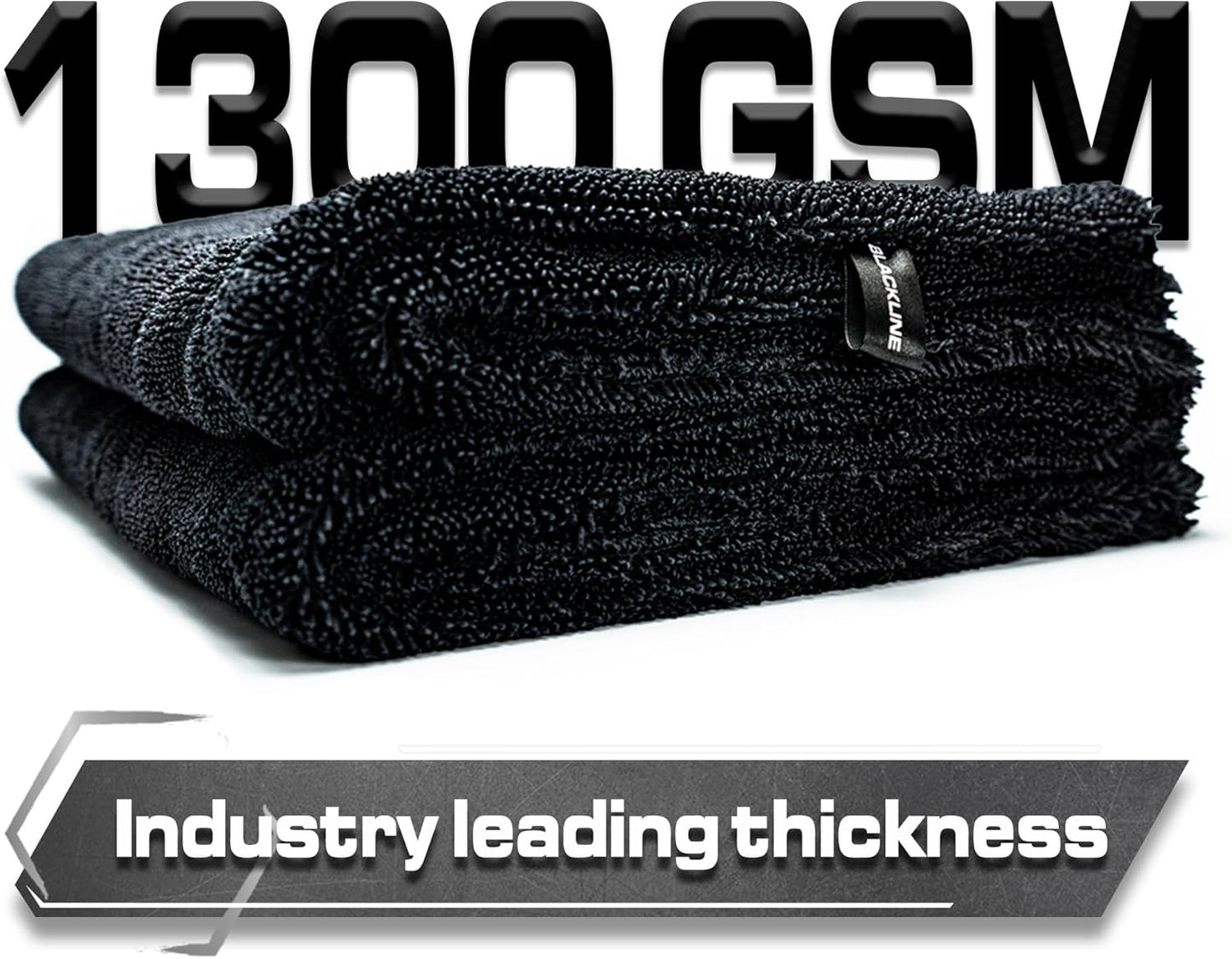 Blackline Car Drying Towel - 2ft x 3ft XL, Popular Pick Among Detailing Pros - 1300 GSM Microfiber - Absorbs Over 8lbs of Water - Leaves No Streaks, Spots or Scratches - Dries an Entire Vehicle