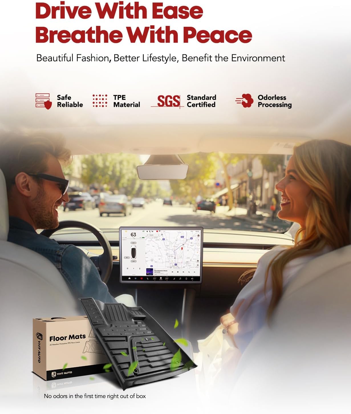 YHTAUTO Floor Mats Fit 2014-2021 Toyota Tundra CrewMax/Double Cab, TPE All Weather Floor Liner Odorless Custom Fit Car Mats, 1st 2nd Row Tundra Accessories