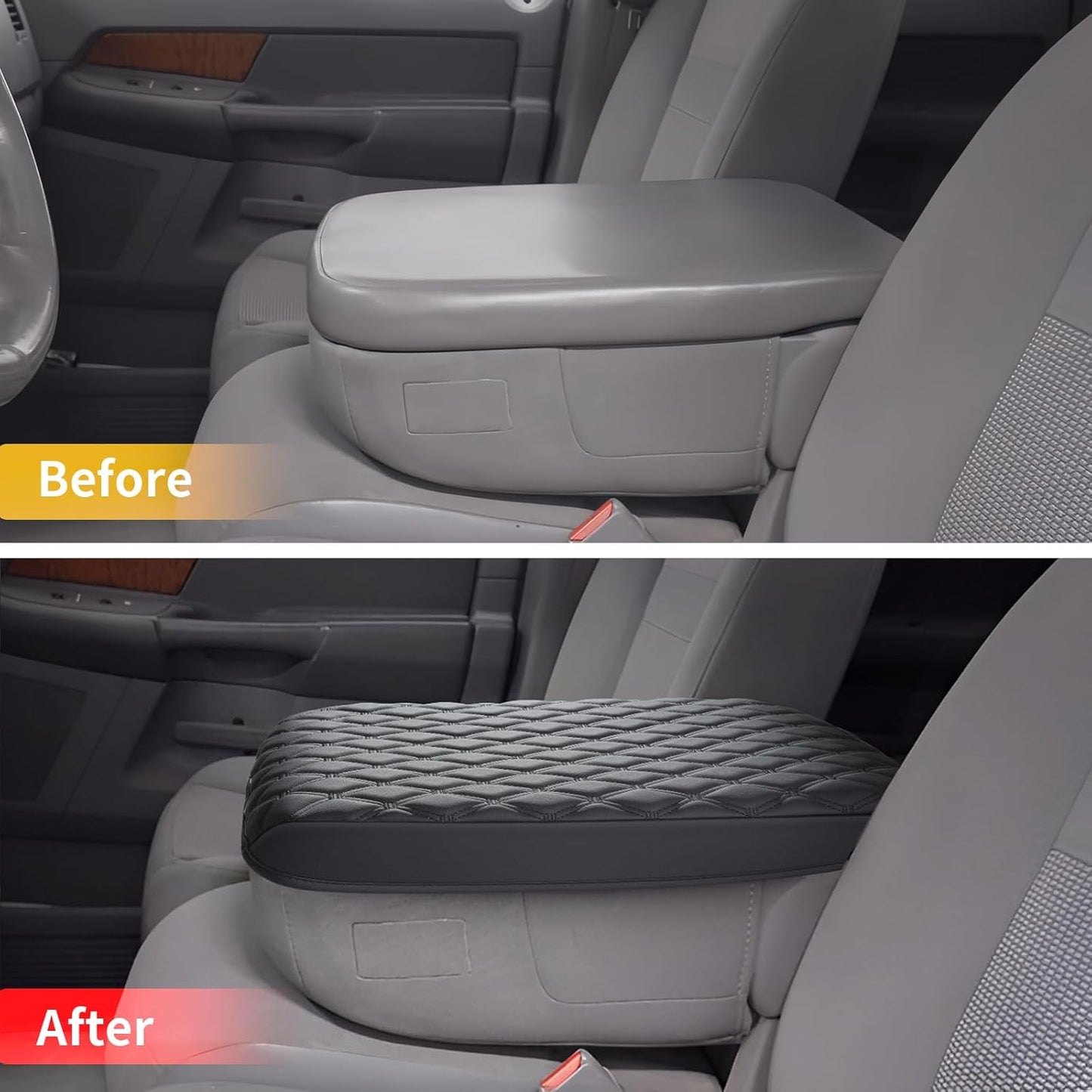 GIANT PANDA Custom Fit Center Console Cover for Dodge RAM 1500 2500 3500 2002 2003 2004 2005 2006 2007 2008 2009 2010 2011 2012 with Jump Seat - Waterproof Armrest Center Cover - Full Protection