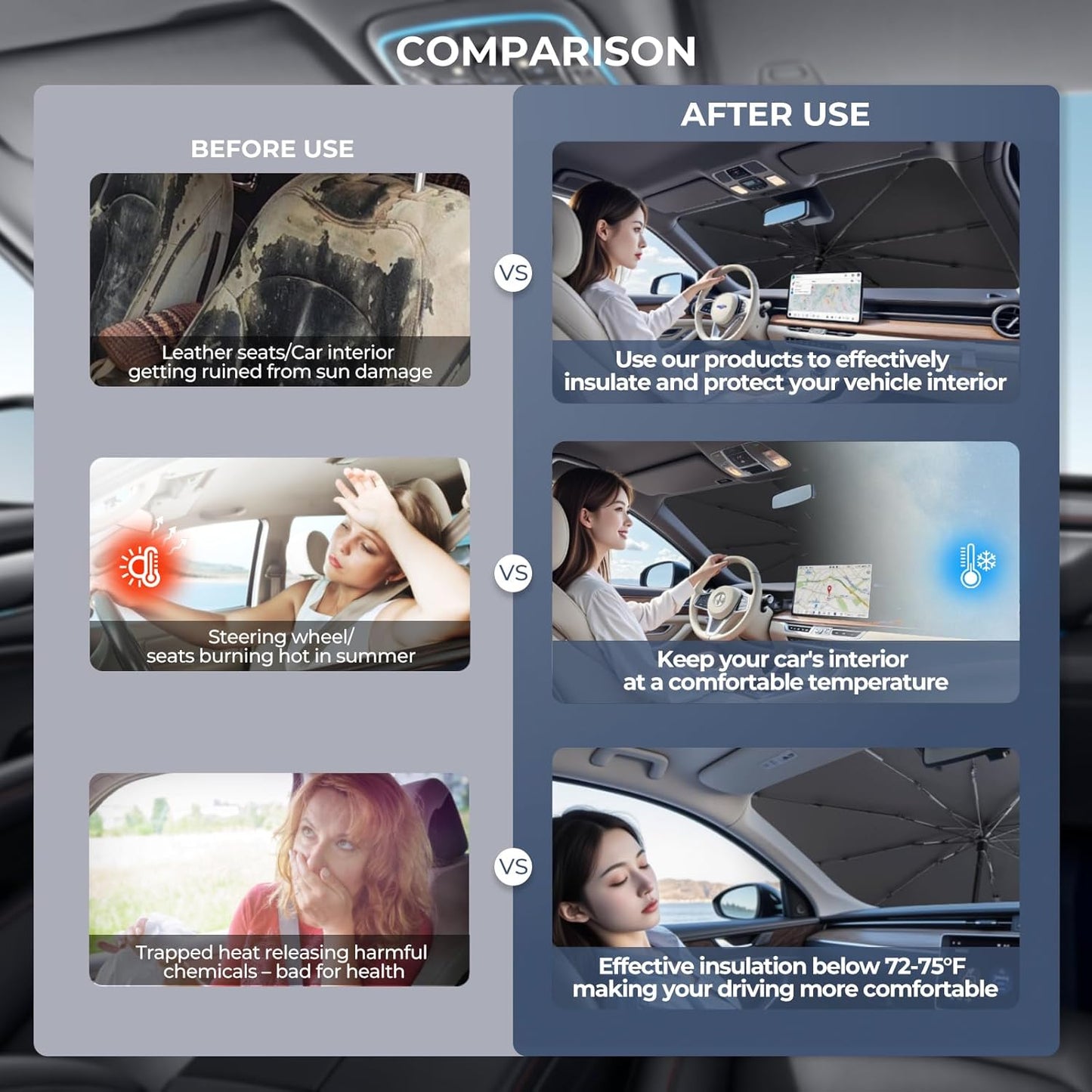 Windshield Sun Shade Umbrella Compatible with 2017-2024 Chevy Bolt EV Accessories: Custom Fit 210T Silver, Foldable Sunshade Front Window Sun Visor, Blocks UV Rays, Keeps Car Cool for LT, Premier