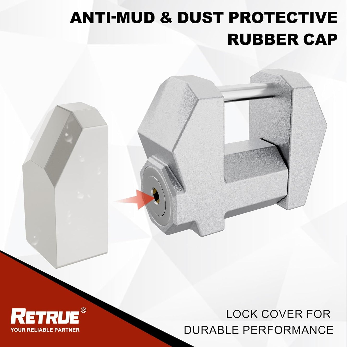 RETRUE Trailer Tongue Coupler Lock, Upgrade Trailer Cyberlock Extra Wide 1.2'' Span, Dia 1/4'', Heavy Duty Trailer Latch Lock for Wide Trailer Coupler, Tow Boat Accessories, RV Truck Car's, Silver