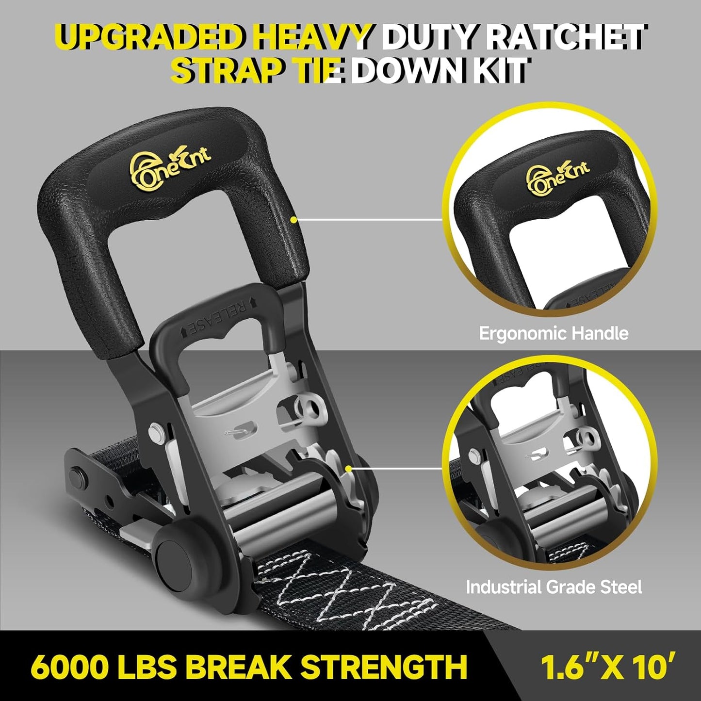 4Pcs Ratchet Strap Tie Down Kit | 1.6”x 10FT Heavy Duty Ratchet Straps with Padded Handles+Coated S Hooks+Soft Loop Tie-Downs -6000 Pound Break Strength