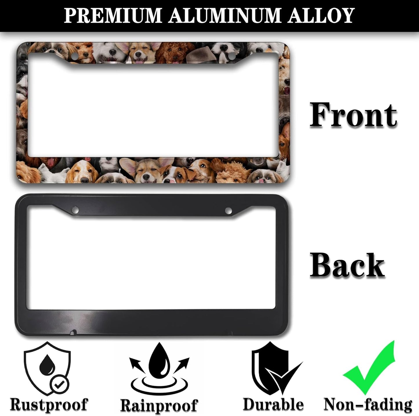License Plate Frames Multicolor Custom License Plate Frame Dogs Collection Universal Aluminum Car Accessory 2 Pack with Screw Covers Set