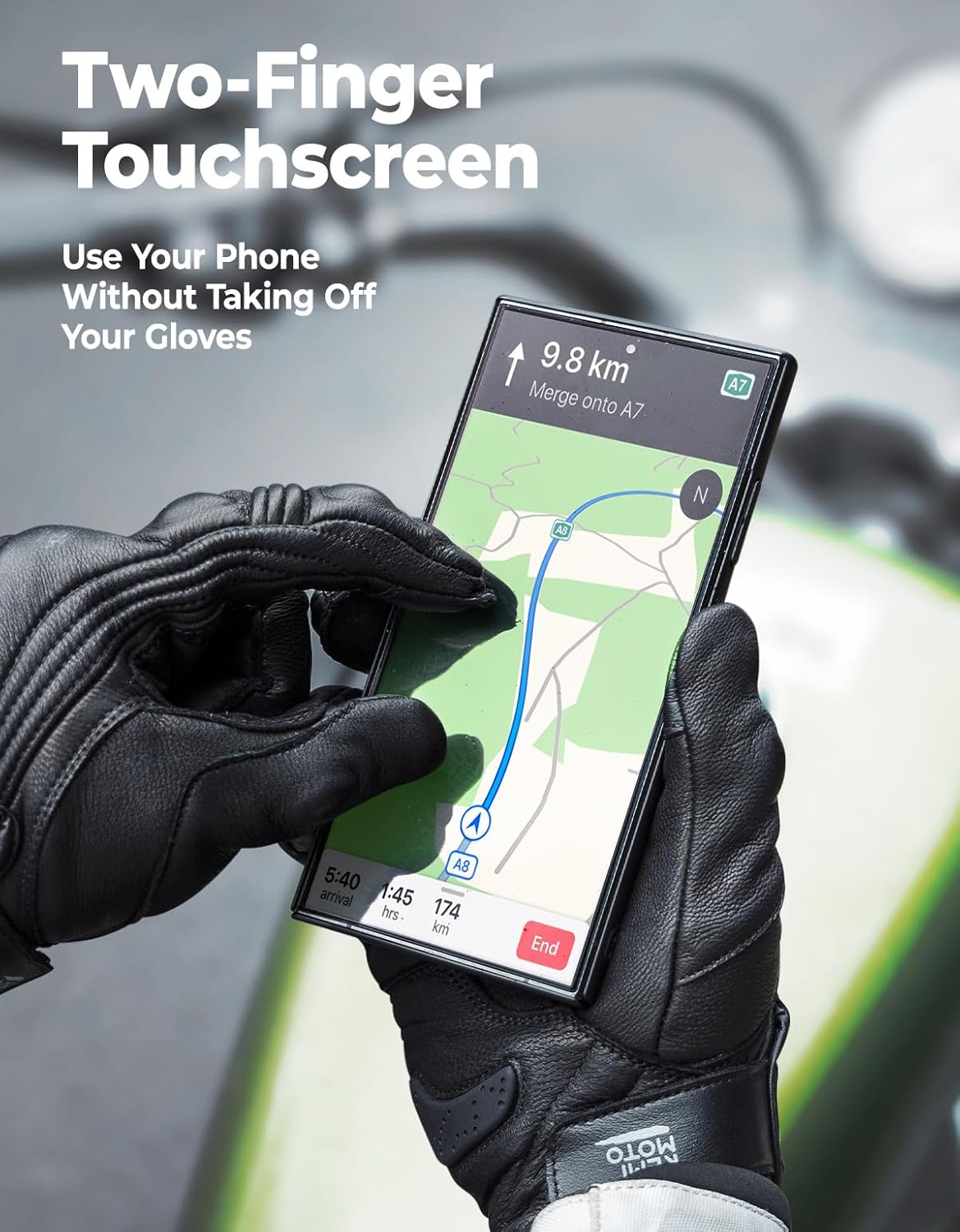 KEMIMOTO Motorcycle Leather Gloves, Sheepskin Protective Gloves for Men and Women, Touchscreen Compatible, Hard Knuckle，Gear for Motorcross Racing Cycling