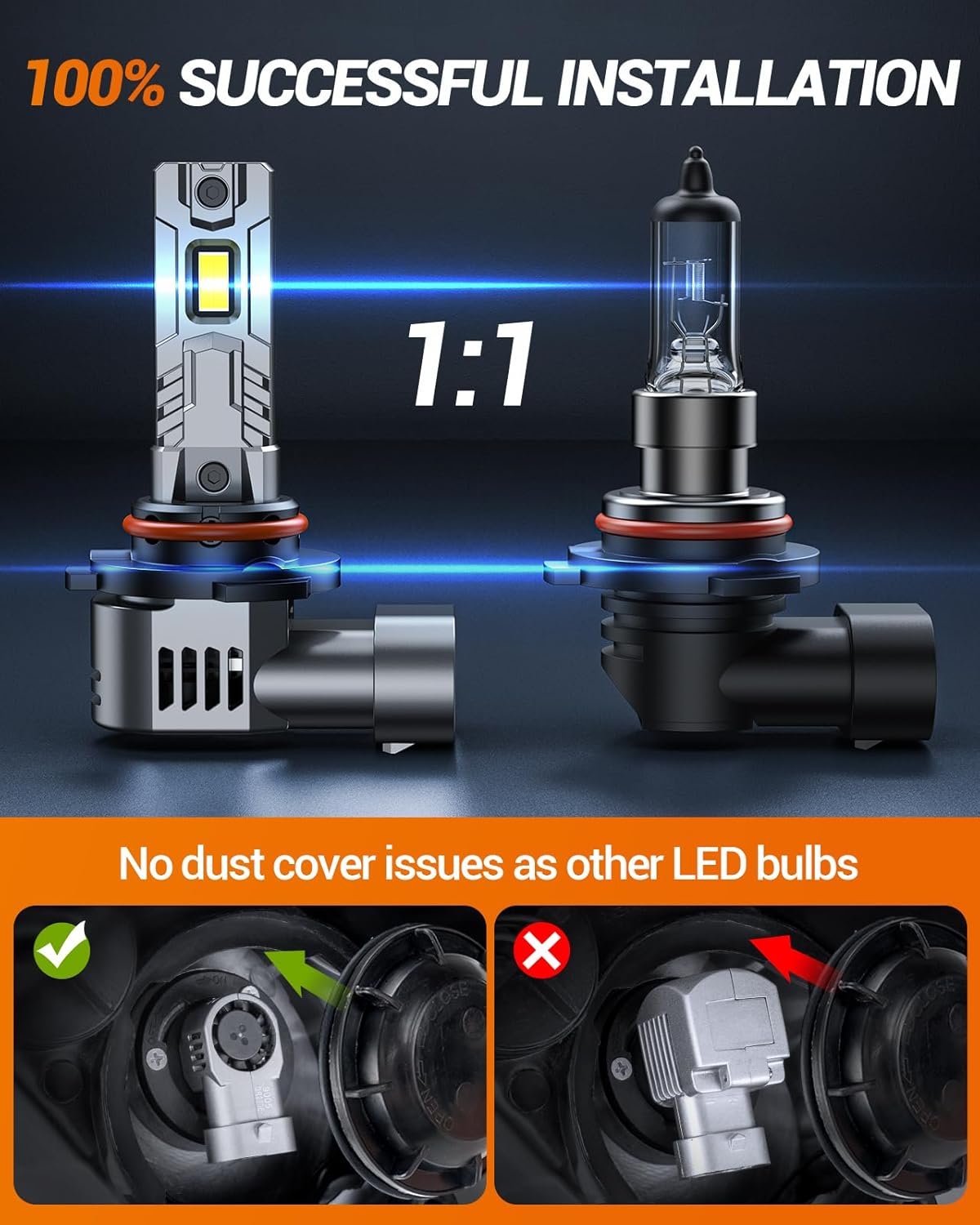 SEALIGHT 9005/HB3 9006/HB4 Fog Bulbs Combo, 90,000LM 1:1 Design 9005 9006 Fog Bulbs, Plug-N-Play, Pack of 4