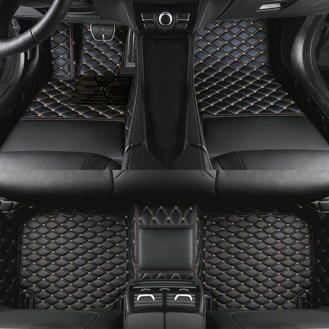 Add Personal Touch to Your Vehicle with IMEISH Customizable Logo Text Car Mats for 99% of vehiclesPads Protection Non-Slip Leather Floor Liners (Black Rice)