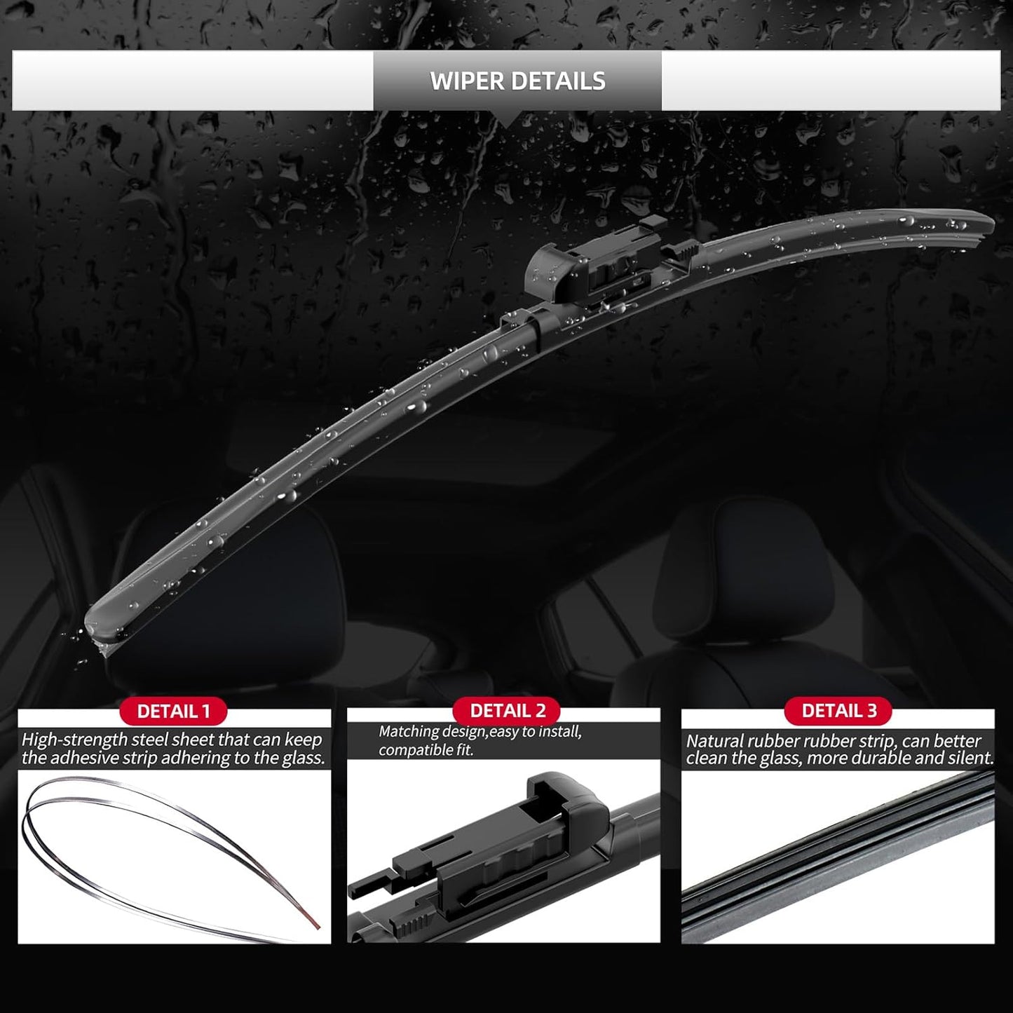 Front Windshield Wipers, 2-Piece Set for BMW 6 Series 645Ci 650i 2003 2004 2005 2006 2007 2008 2009 2010 - Automotive Replacement Front Wiper Blades for Car Window