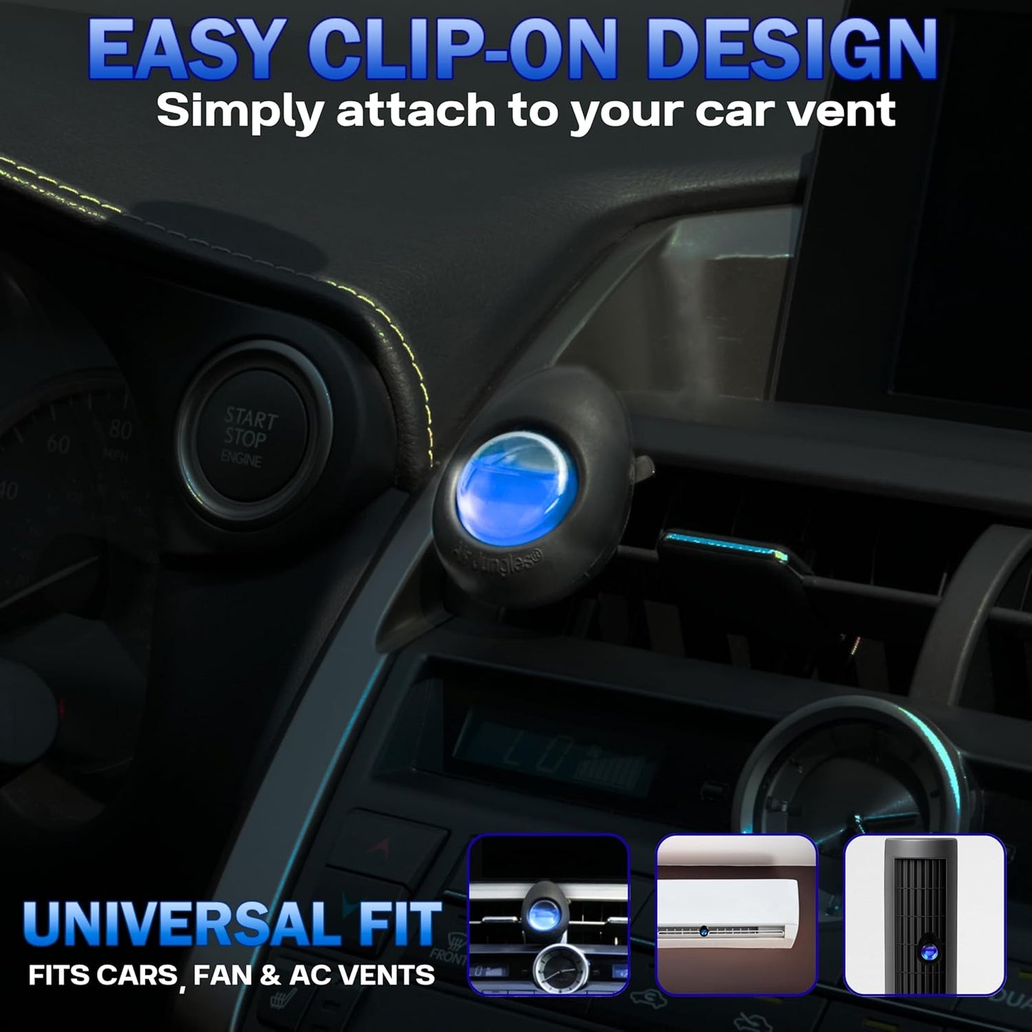 Air Jungles Car Air Freshener Vent Clip 4 Count, Variety Pack, New Car, Honey Peach, Ocean, Hawaii, 4 ml Each, Long-Lasting Car Odor Eliminator, Up to 120 Days Freshness for Auto