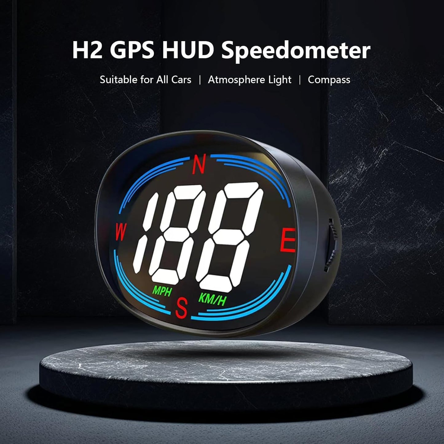 H2 GPS Speedometer Digital Speedometer GPS HUD Universal All Cars Head Up Display Vehicle Speed Compass MPH KMH Speed Gauge Plug and Play