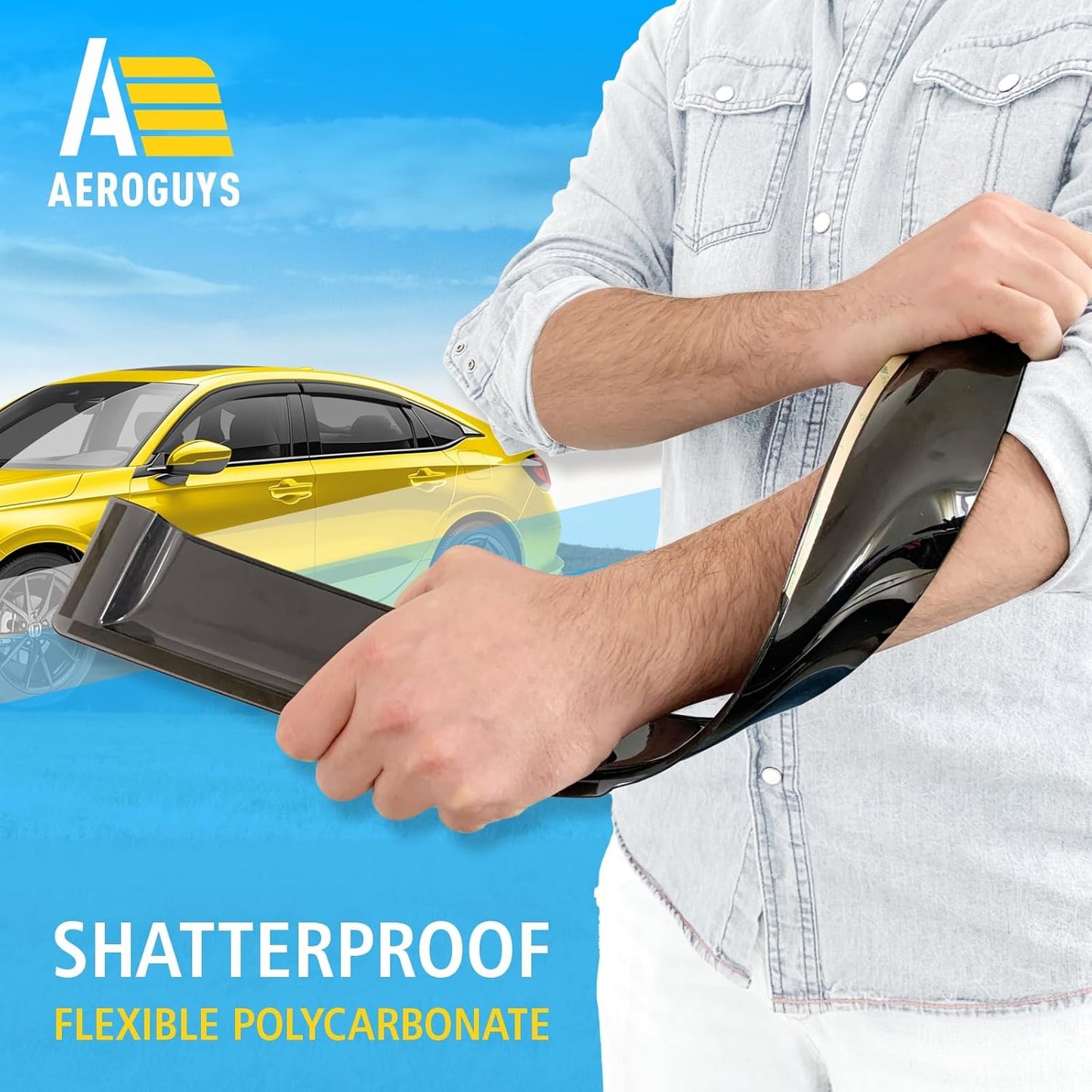 Extra Durable Window Deflectors Tape-On Window Visors Rain Guards Fit for Honda Civic 2022-2025 Sedan, Sun Visors, Wind Vent for Shades, Exterior Car Accessories - 4pcs. AG0959