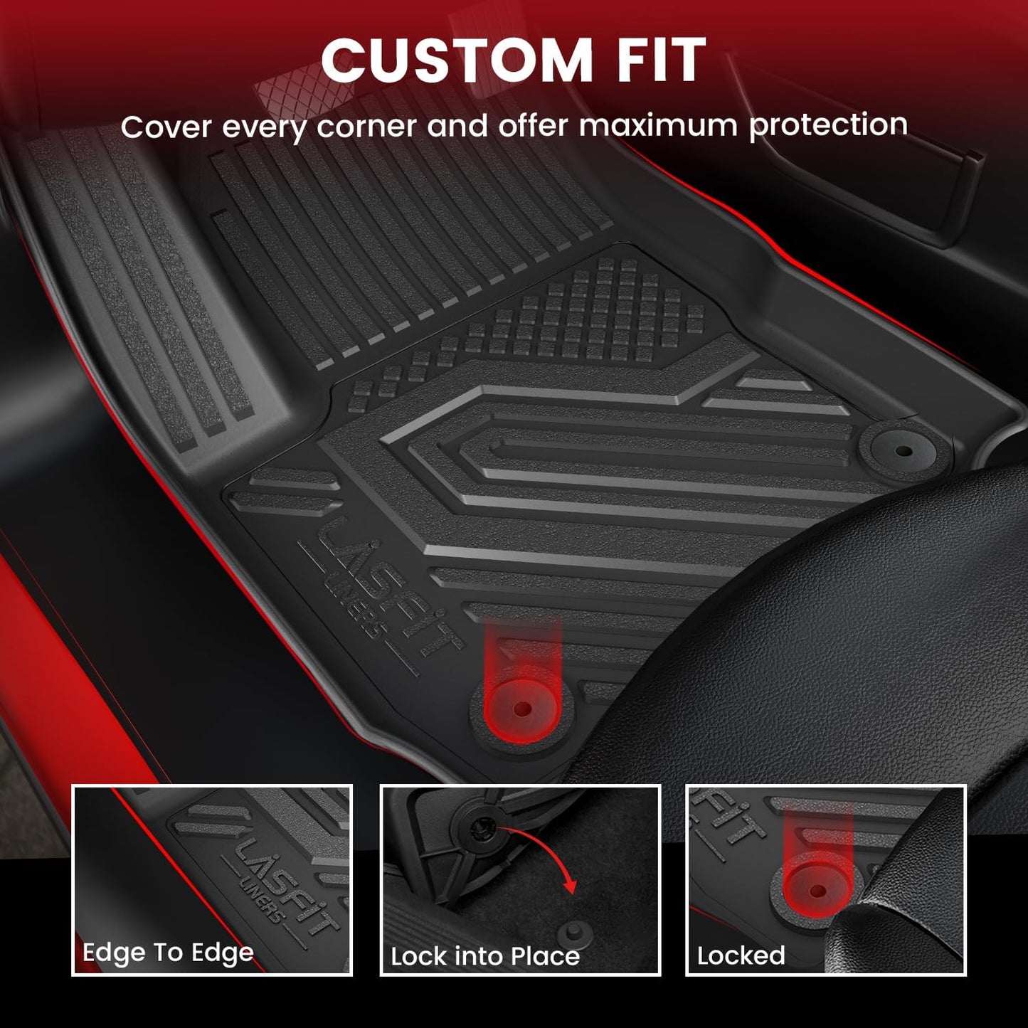 LASFIT Floor Mats & Cargo Liner for Chevrolet Chevy Equinox/GMC Terrain 2018-2024 (Not for Equinox EV 2024-2025), All Weather TPE Custom Fit Floor Mats, Car Mats Full Set for Equinox/Terrain, 4PCS